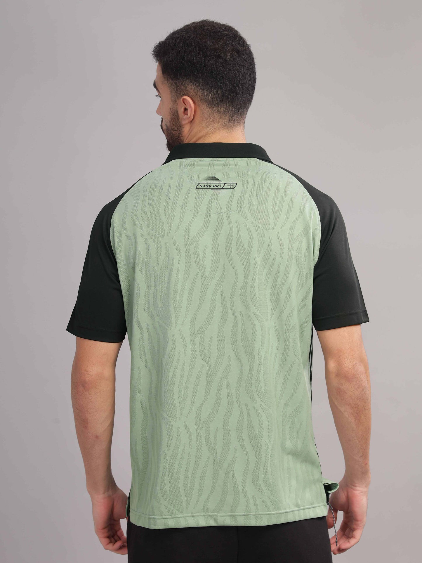 Misty Green Mens Printed Active Wear T-Shirt