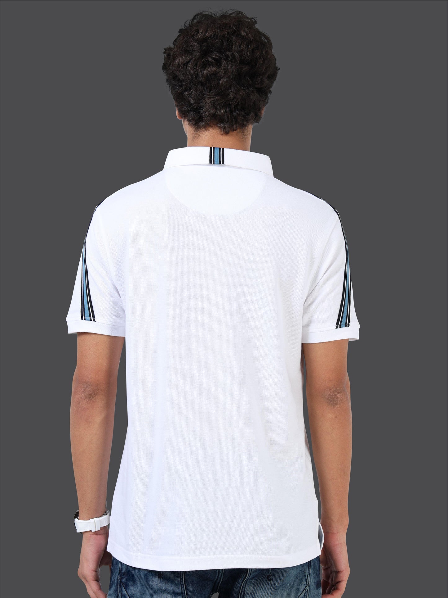 STELLERS Men's Zipper Polo T-Shirt - White | Premium Cotton | Stretchable | Feather Touch Feel | Breathable | Light Weight