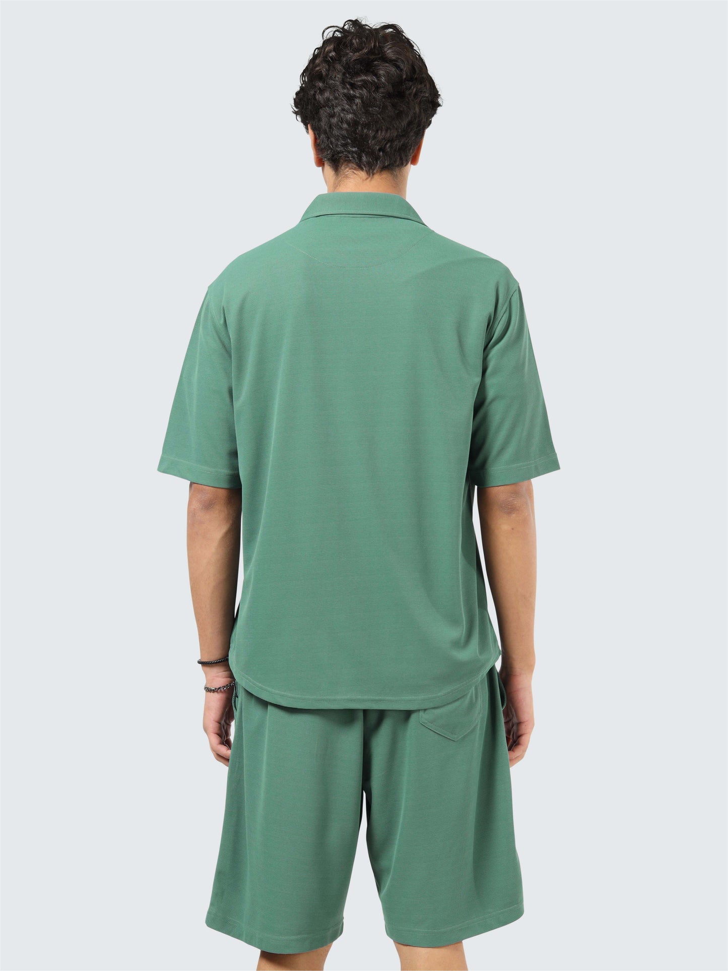 Men Relaxed Fit Co-ord Set - Green | Wrinkle Free | Stretchable | Feather Touch Feel | Breathable