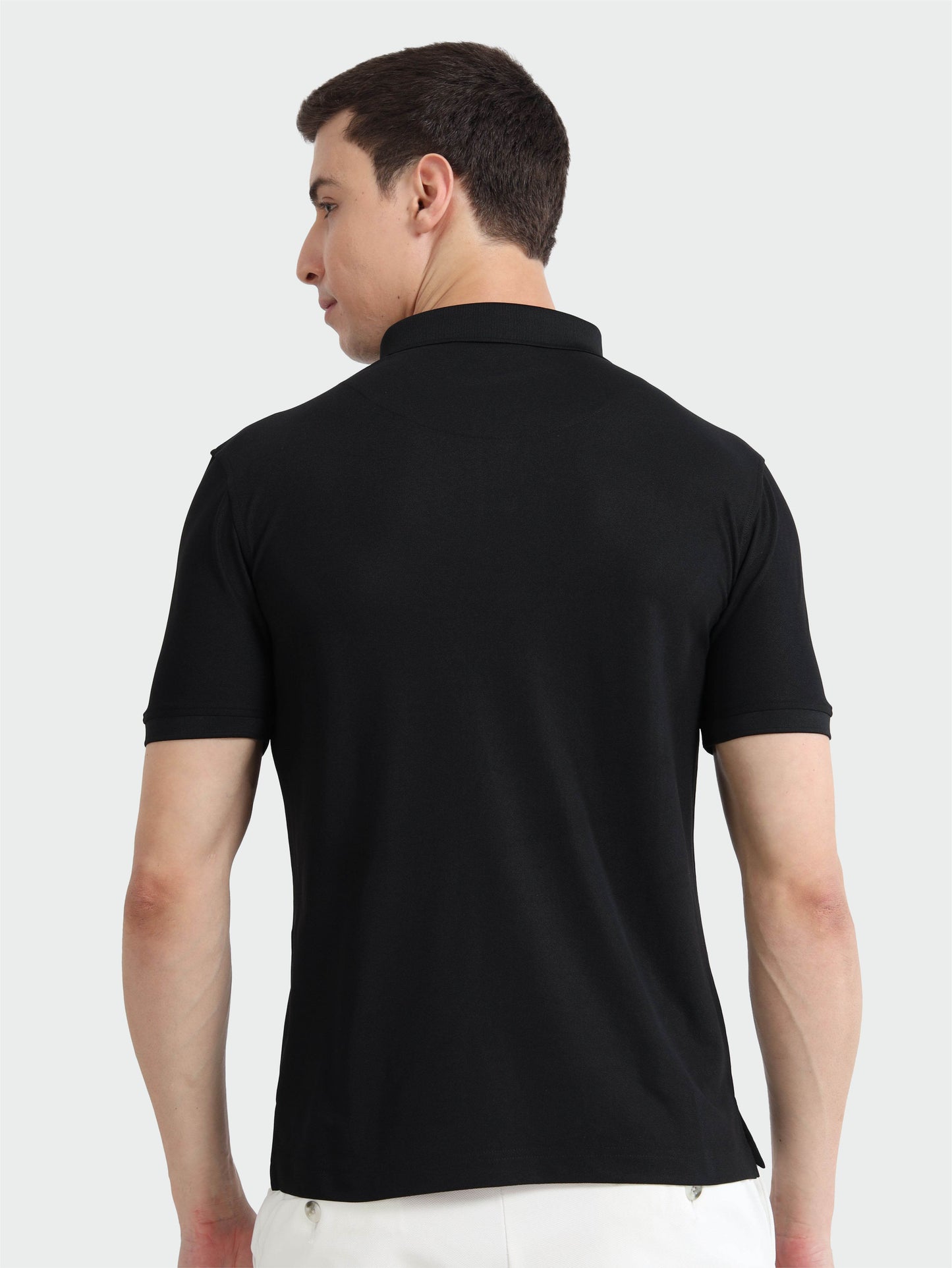 Black-Men's Piping Design Polo T-Shirt | Wrinkle-Free | Quick Dry | Stretchable |  Odour-Free | UV Protected