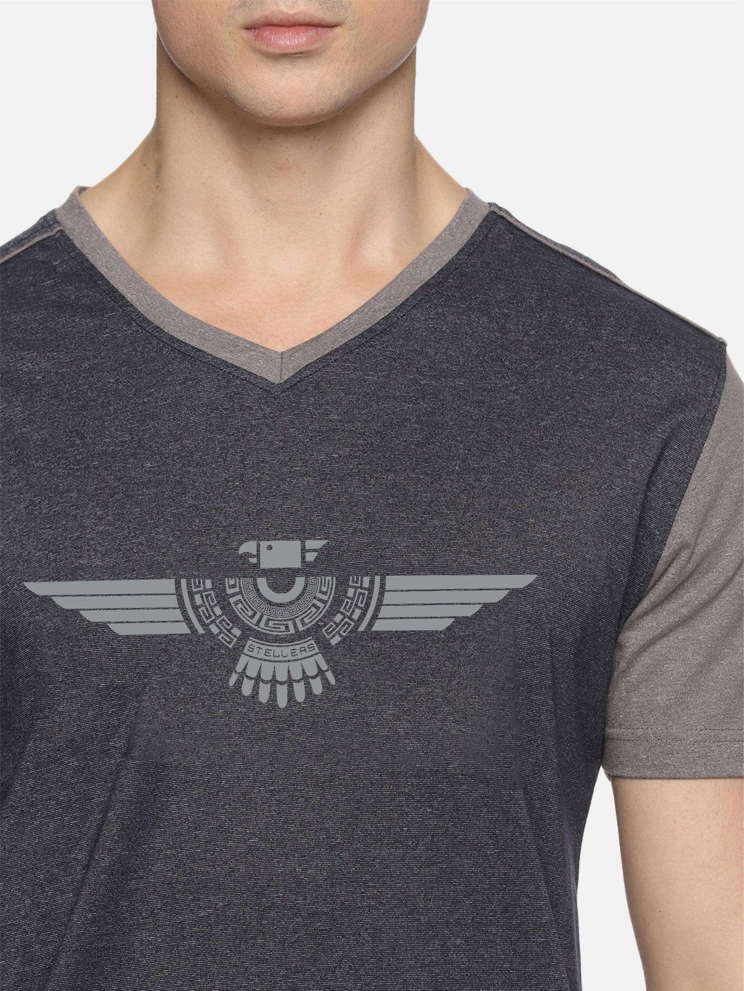 Men's Black Cotton Vee neck t shirts