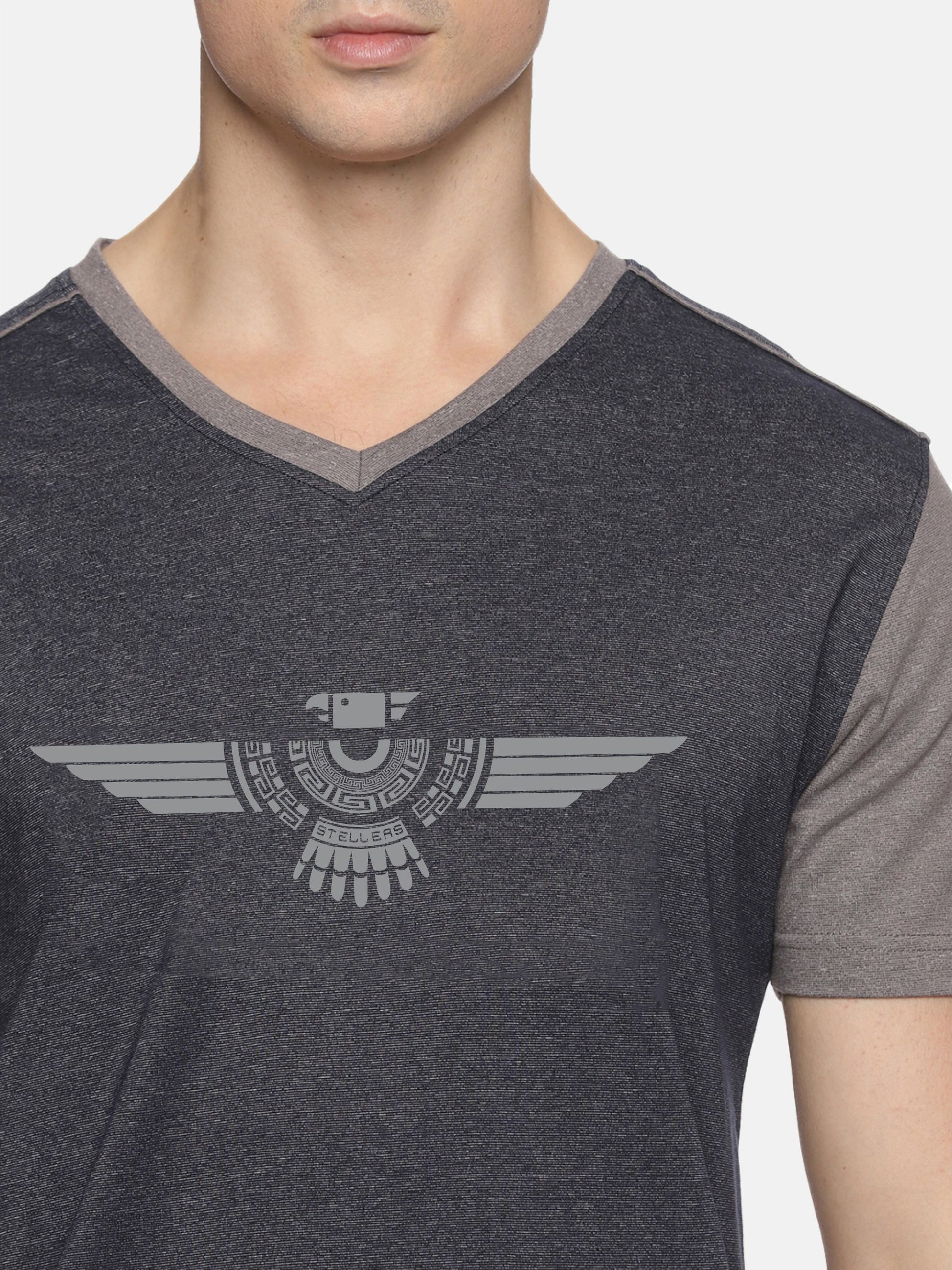 Men's Black Cotton Vee neck t shirts