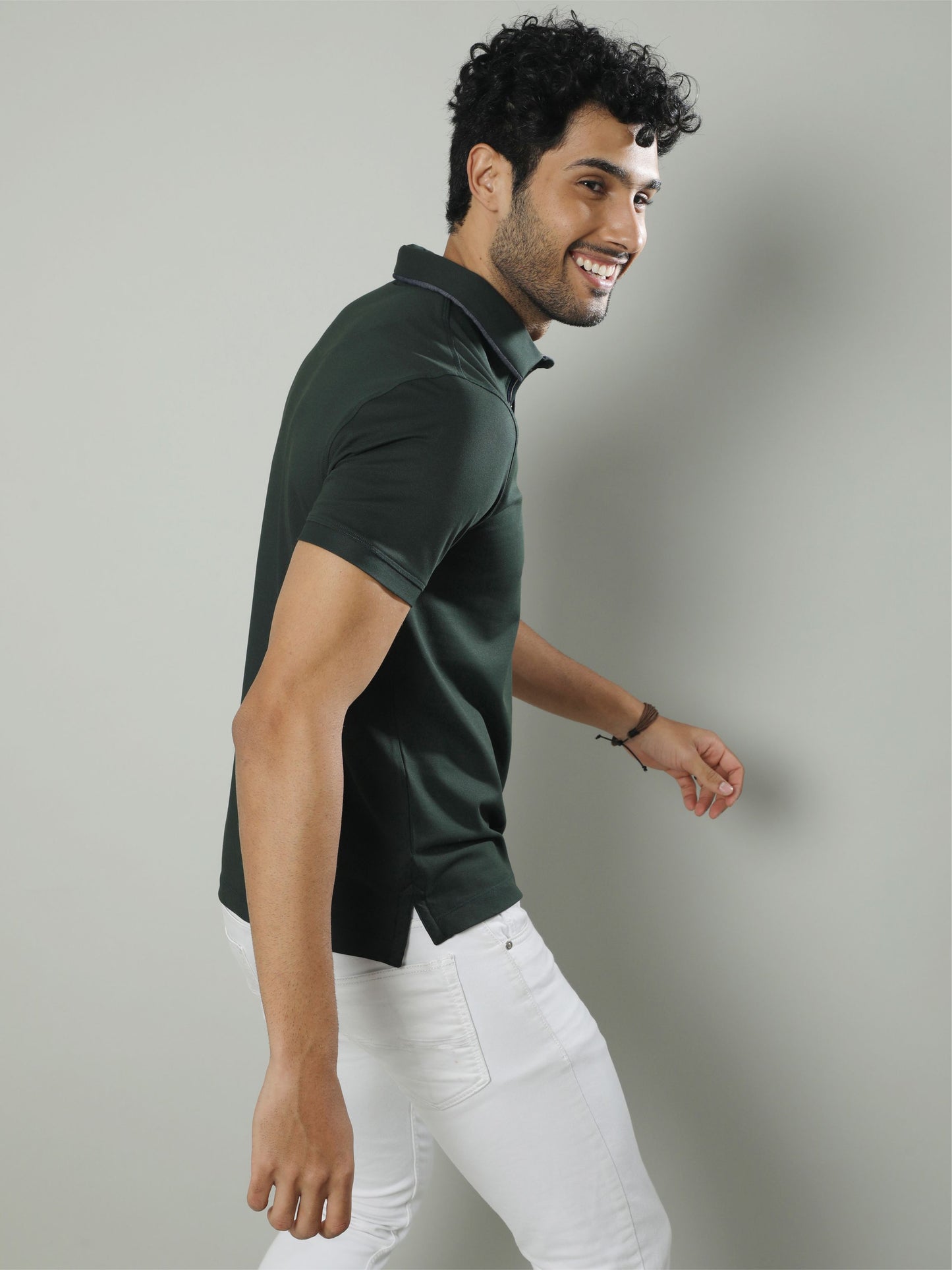 Bottle Green Men Premium SoftBerry PQ Polo T-Shirt
