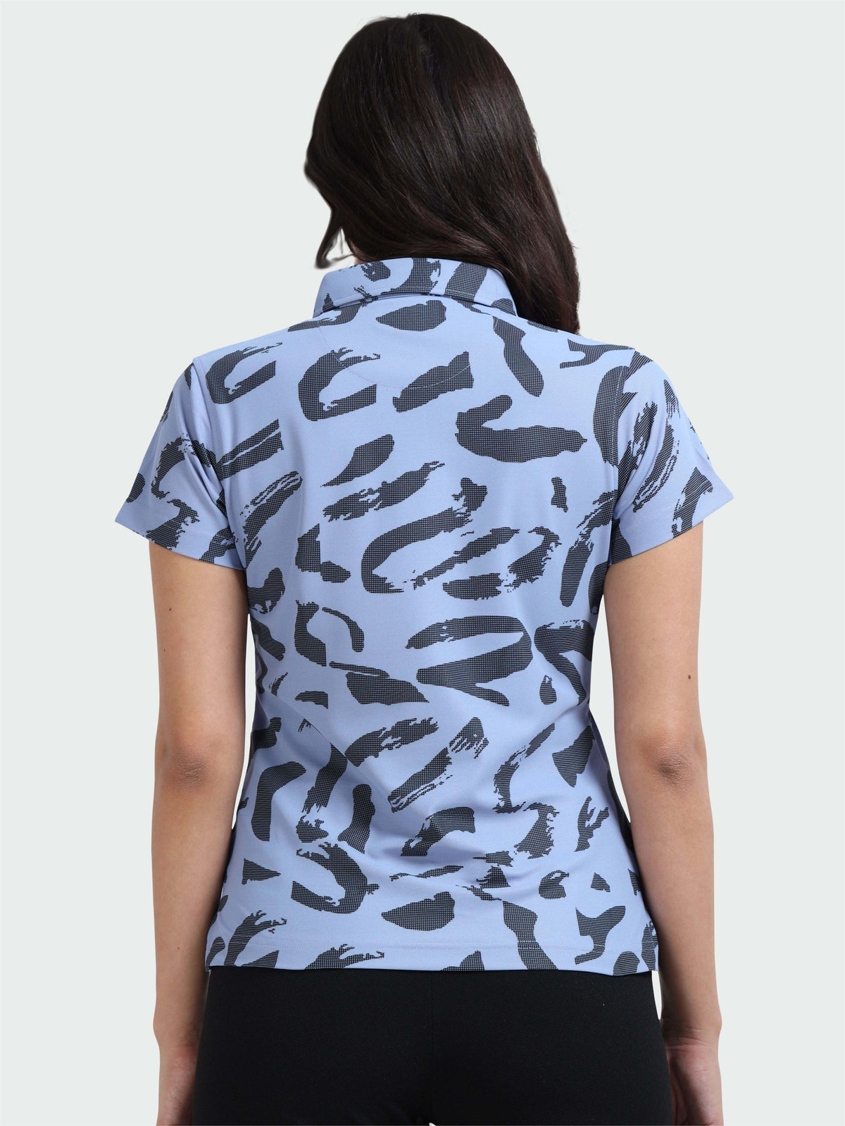 Purple Camousquare Printed Polo T Shirt for Women