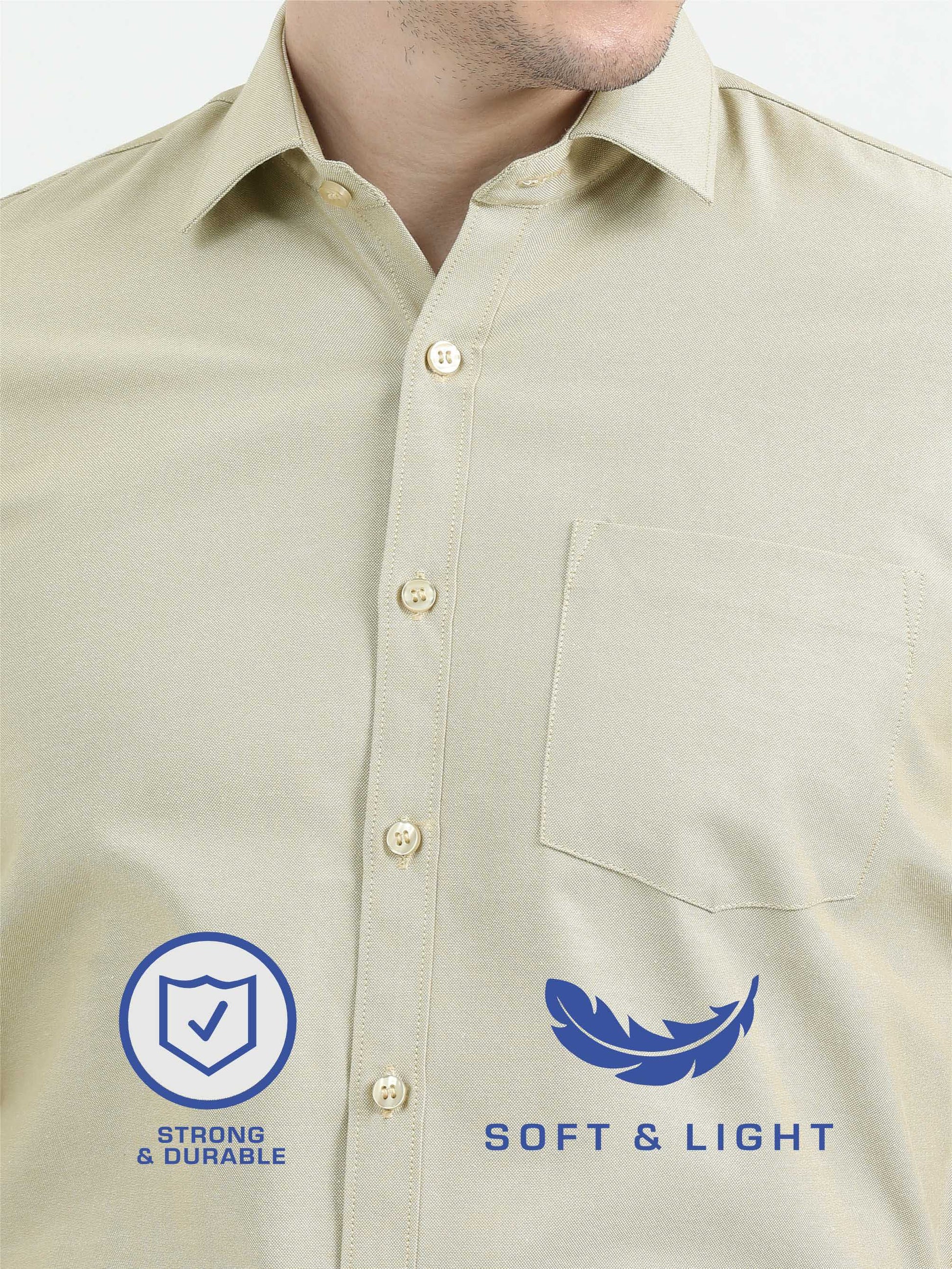 Beige Plus Size Oxford Office Shirt