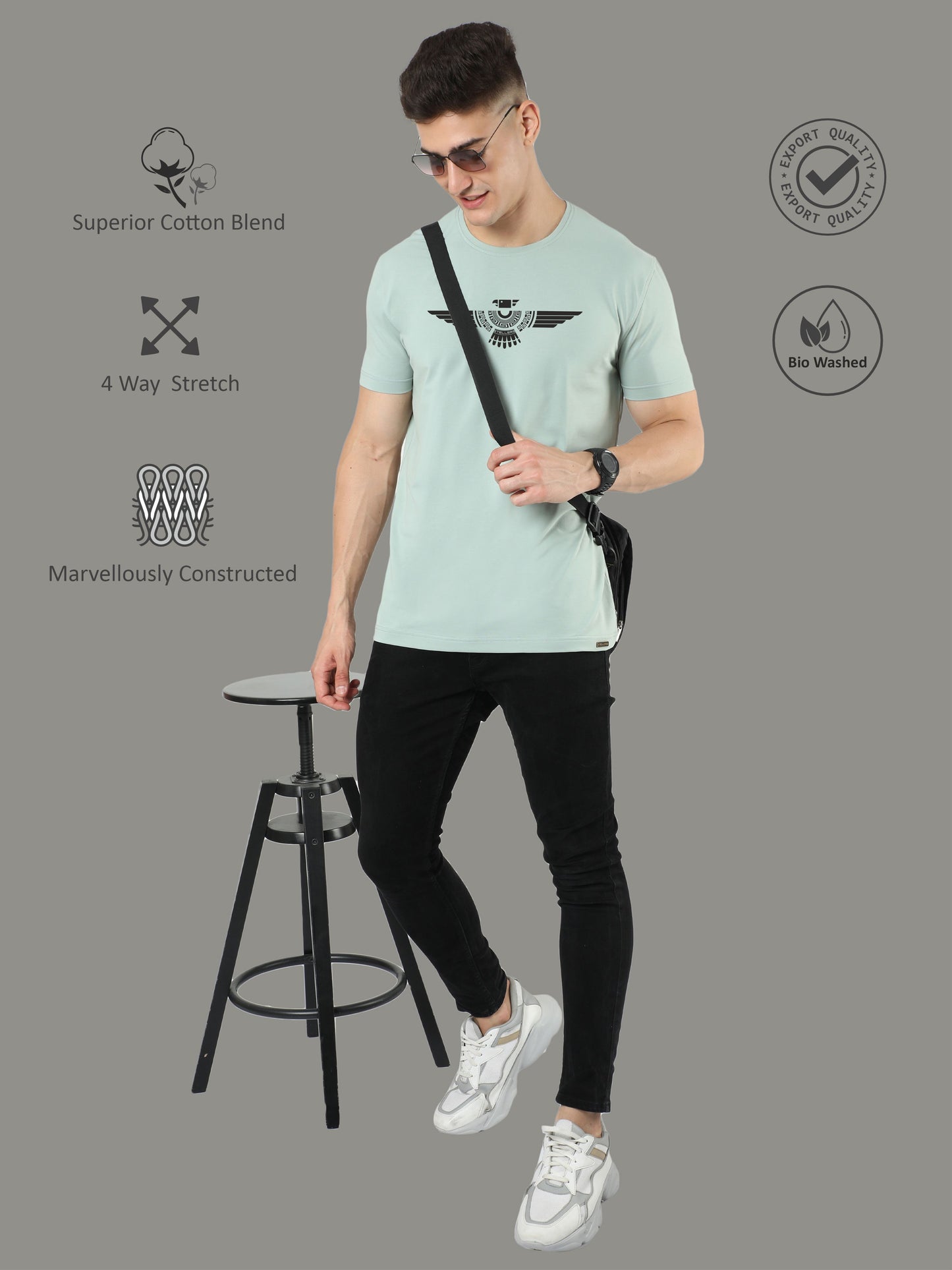 Ocean Green Men's Crew Neck T-Shirts Tribal