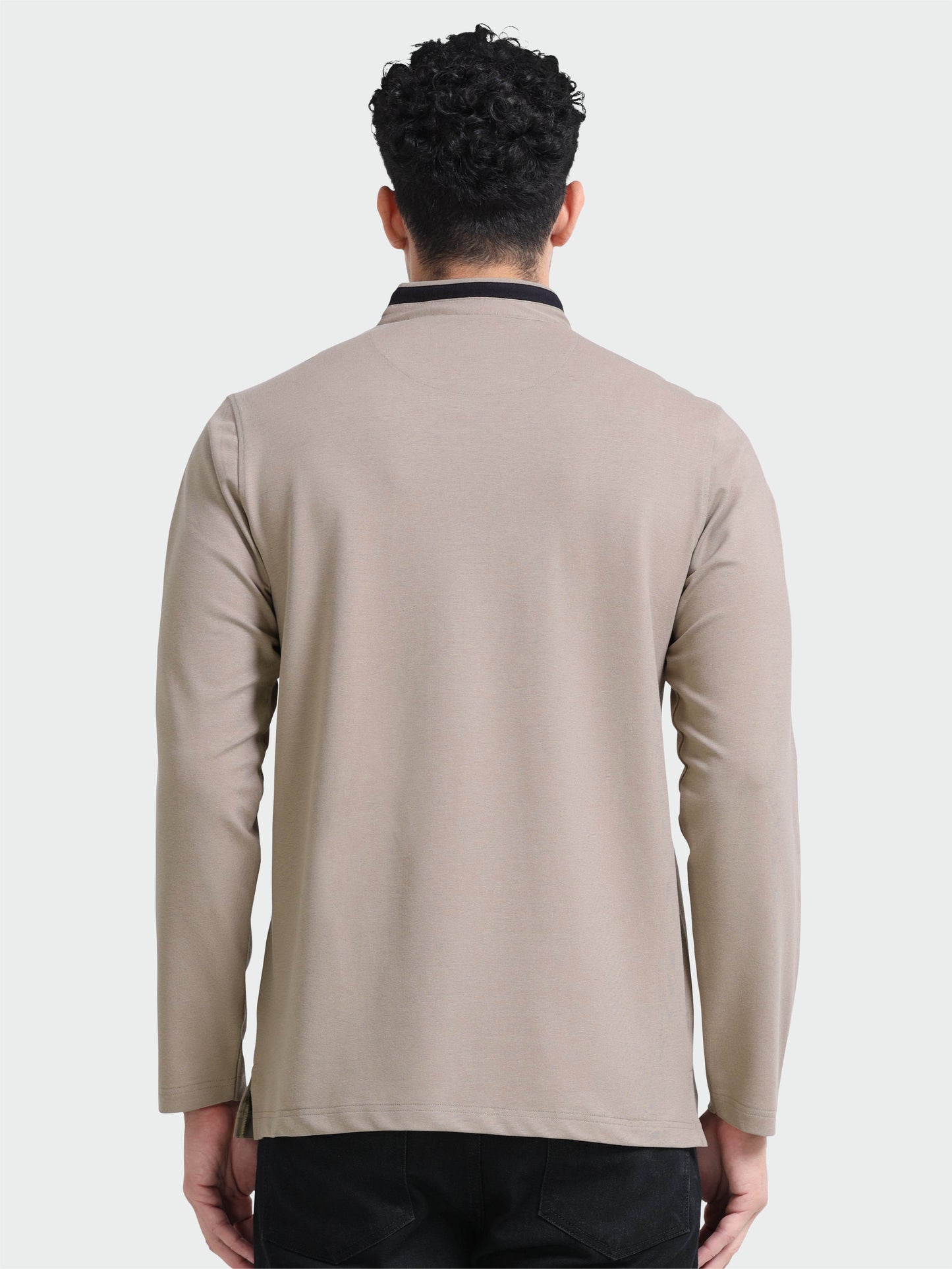 Shadow grey Full Sleeve Polo T Shirt for Men