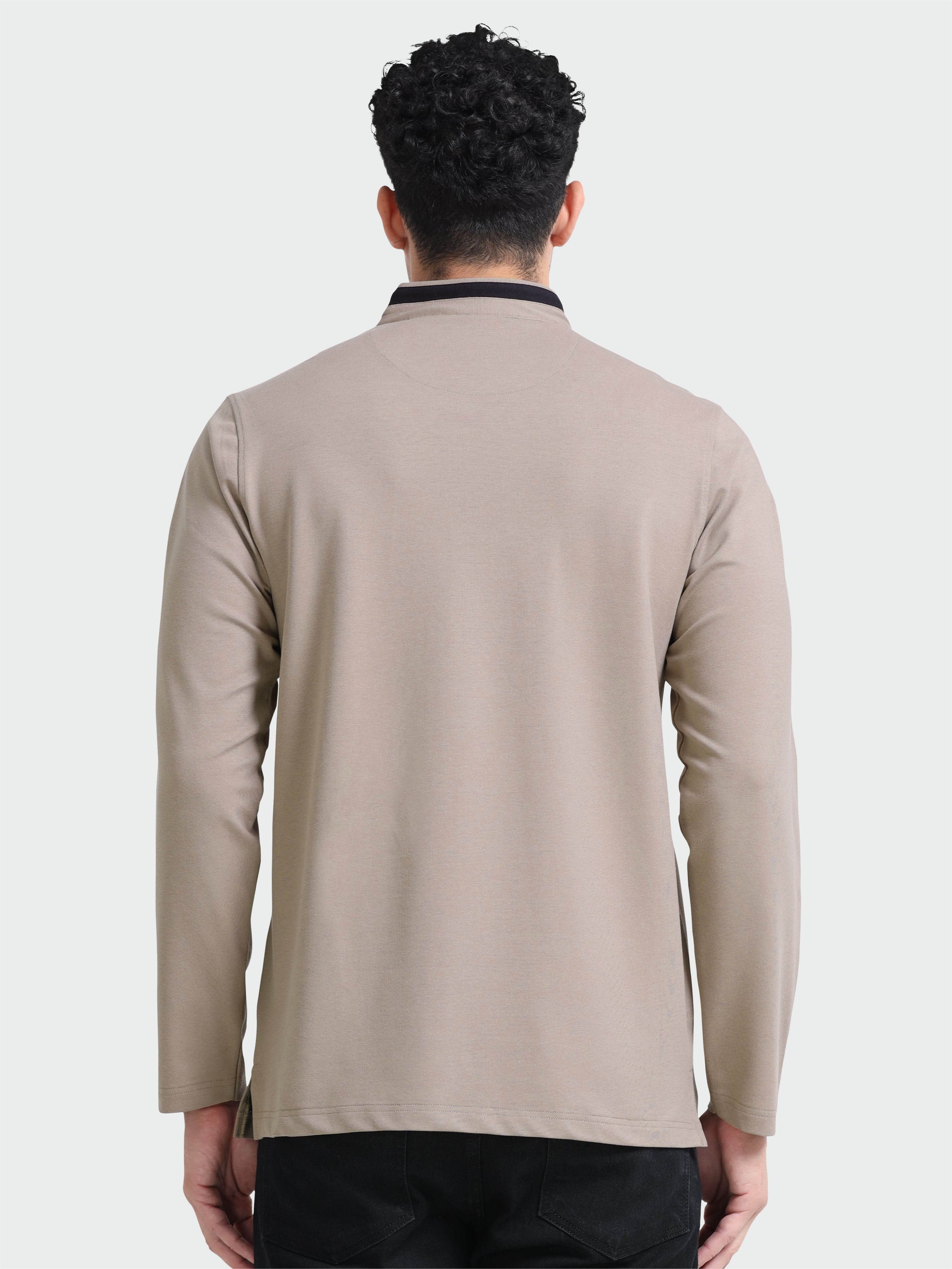 Shadow grey Full Sleeve Polo T Shirt for Men
