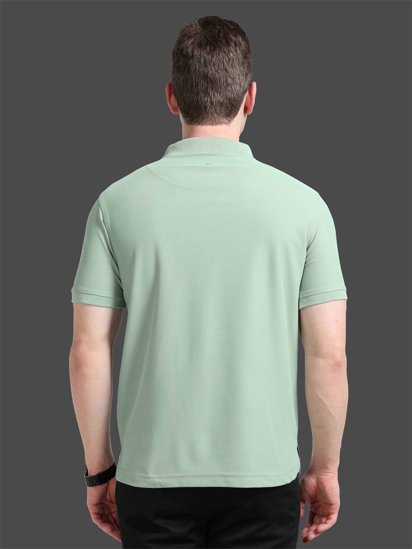 Men Misty Green Premium Polo T-Shirt | Quick Dry | Stretchable | UV Protected | Wrinkle & Odour-Free