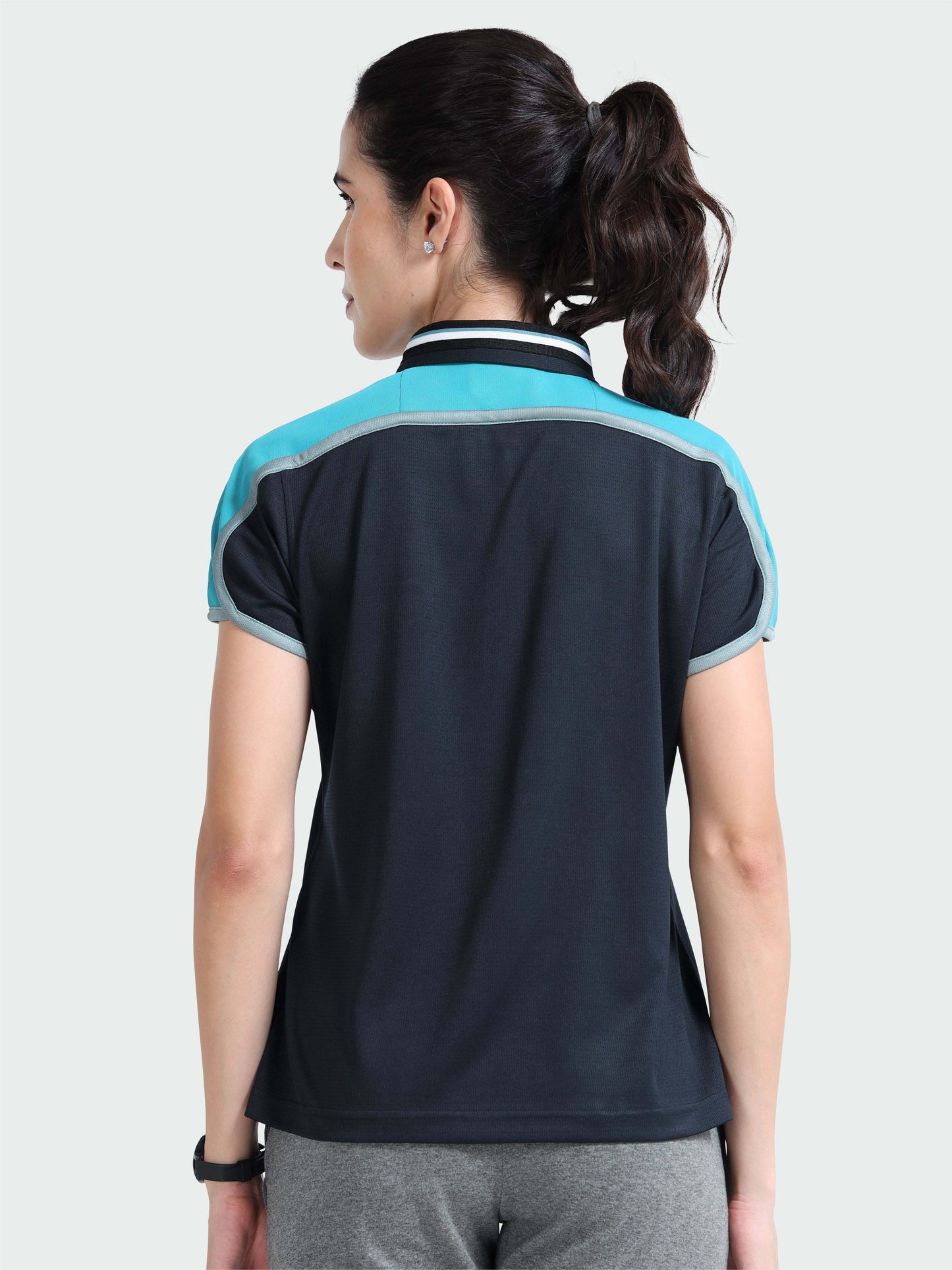 Women Active Wear Zipper Polo T-shirt | Premium Cotton  | Stretchable   |  Feather touch feel  |  Sustainable  |  Breathable | Light Weight