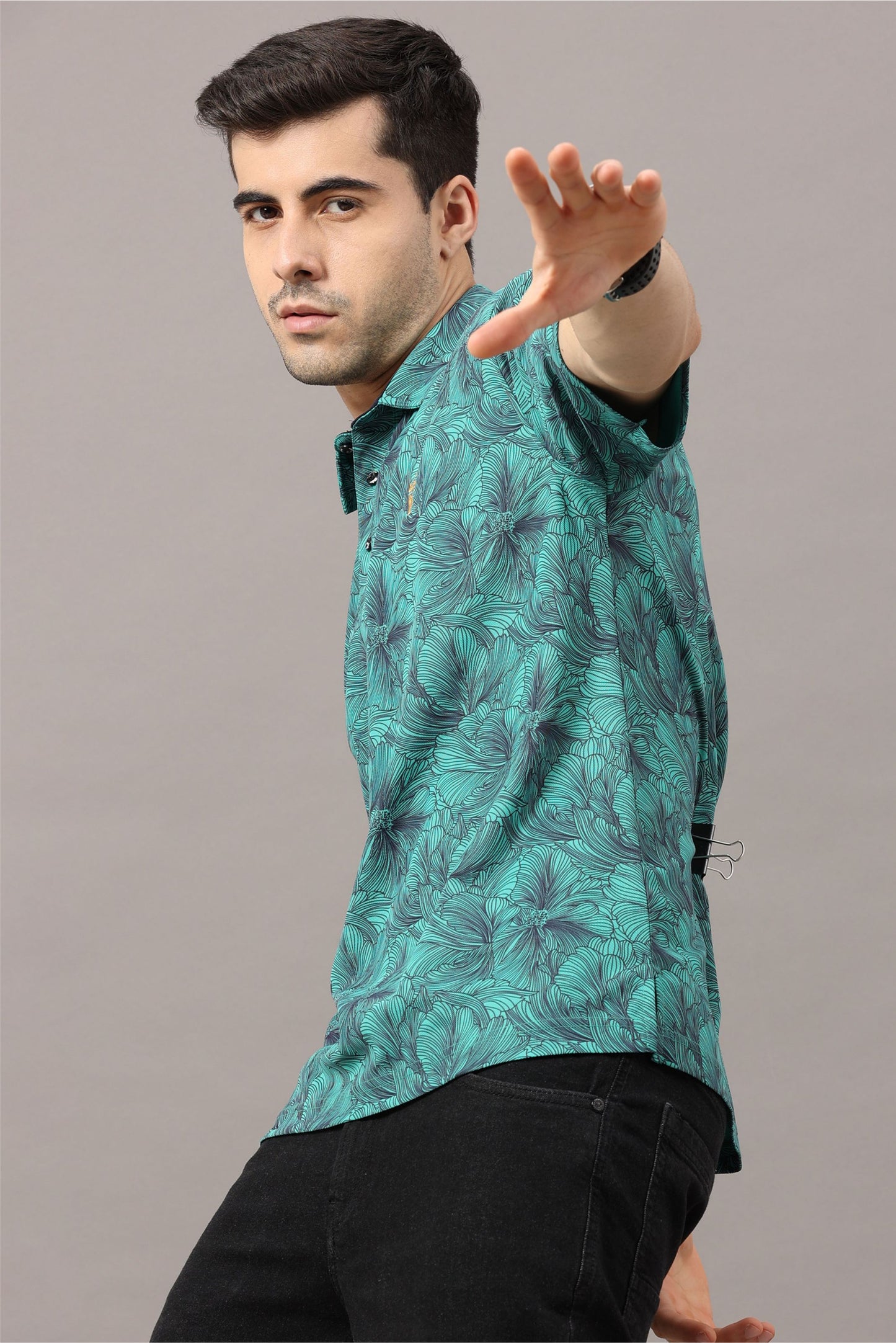 Siemens Green Men's Floral Print Golf Polo T-Shirts | Quick Dry | Stretchable | UV Protected | Wrinkle & Odour-Free