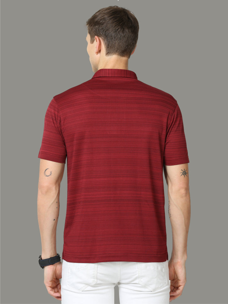 Maroon Men's Barcode Weave Golf Polo T Shirt
