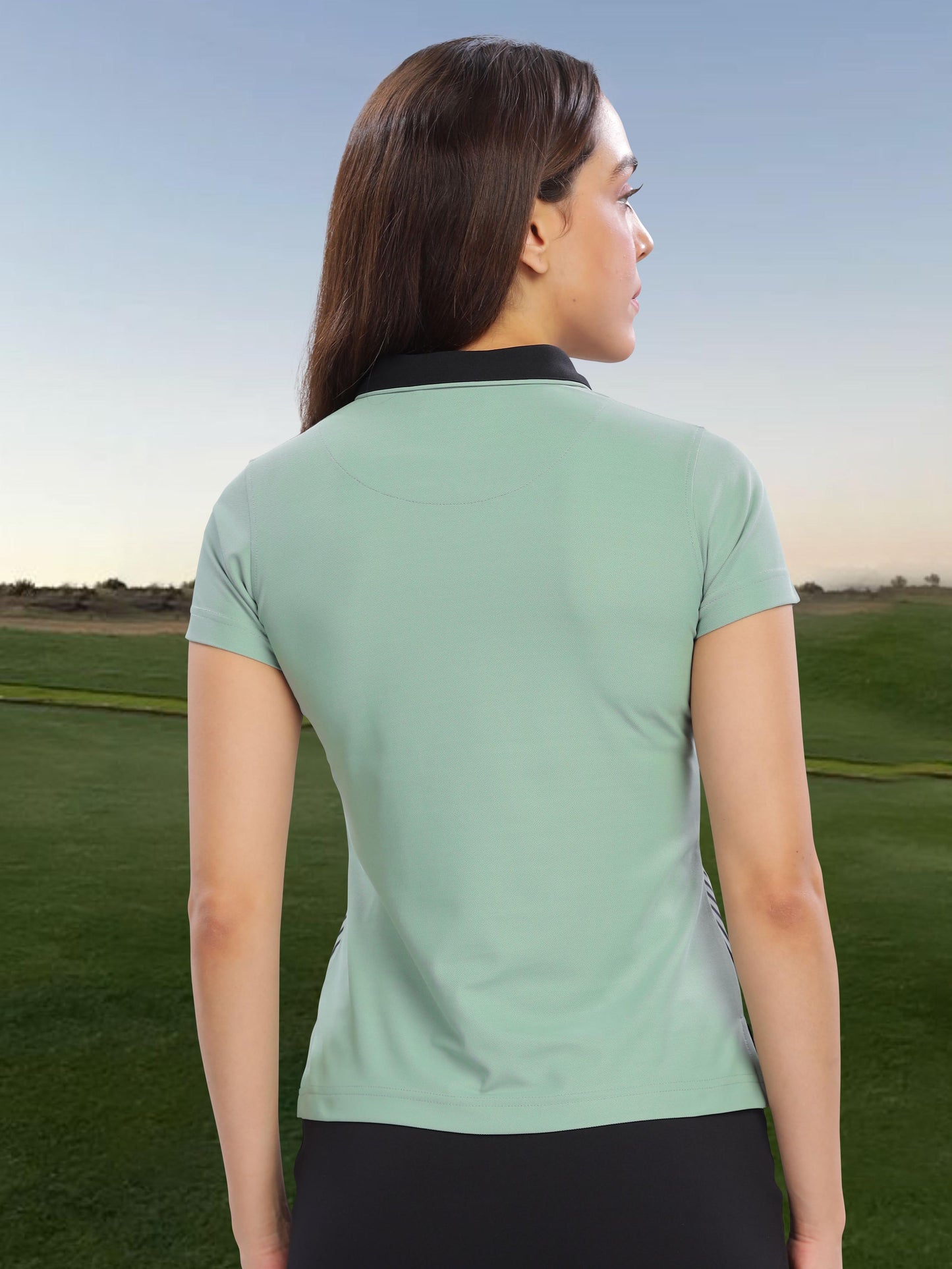 Misty-Green Women Active Wear Polo T-shirts