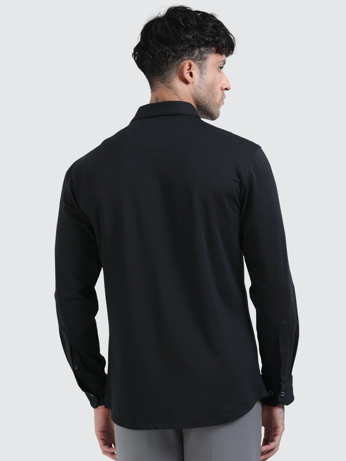 STELLERS Premium Cotton Formal Shirt - Black | Stretchable | Wrinkle Free | Quick Dry | Feather Touch Feel