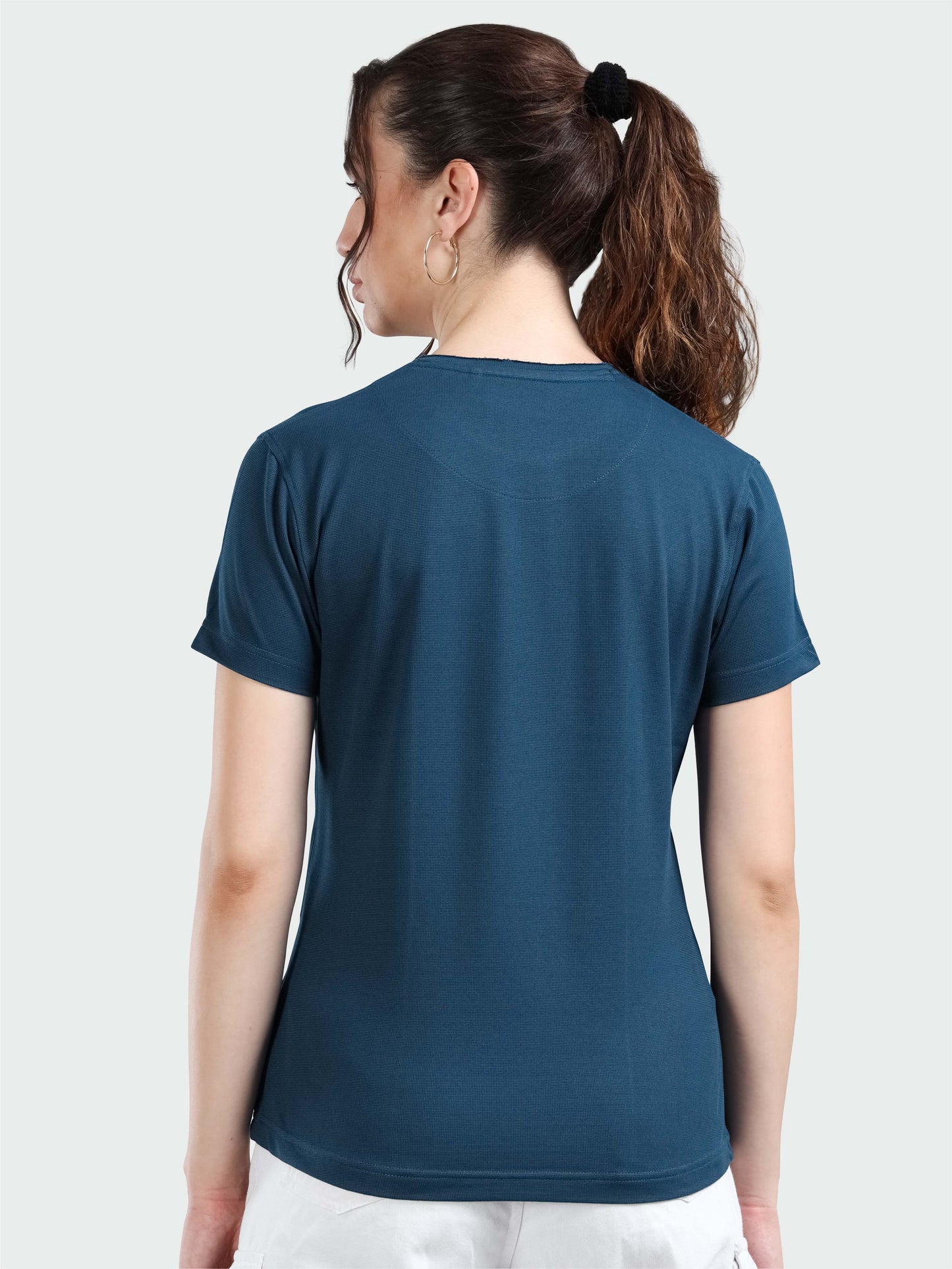 Women's Premium Cotton Crew Neck T-shirts - Teal Blue