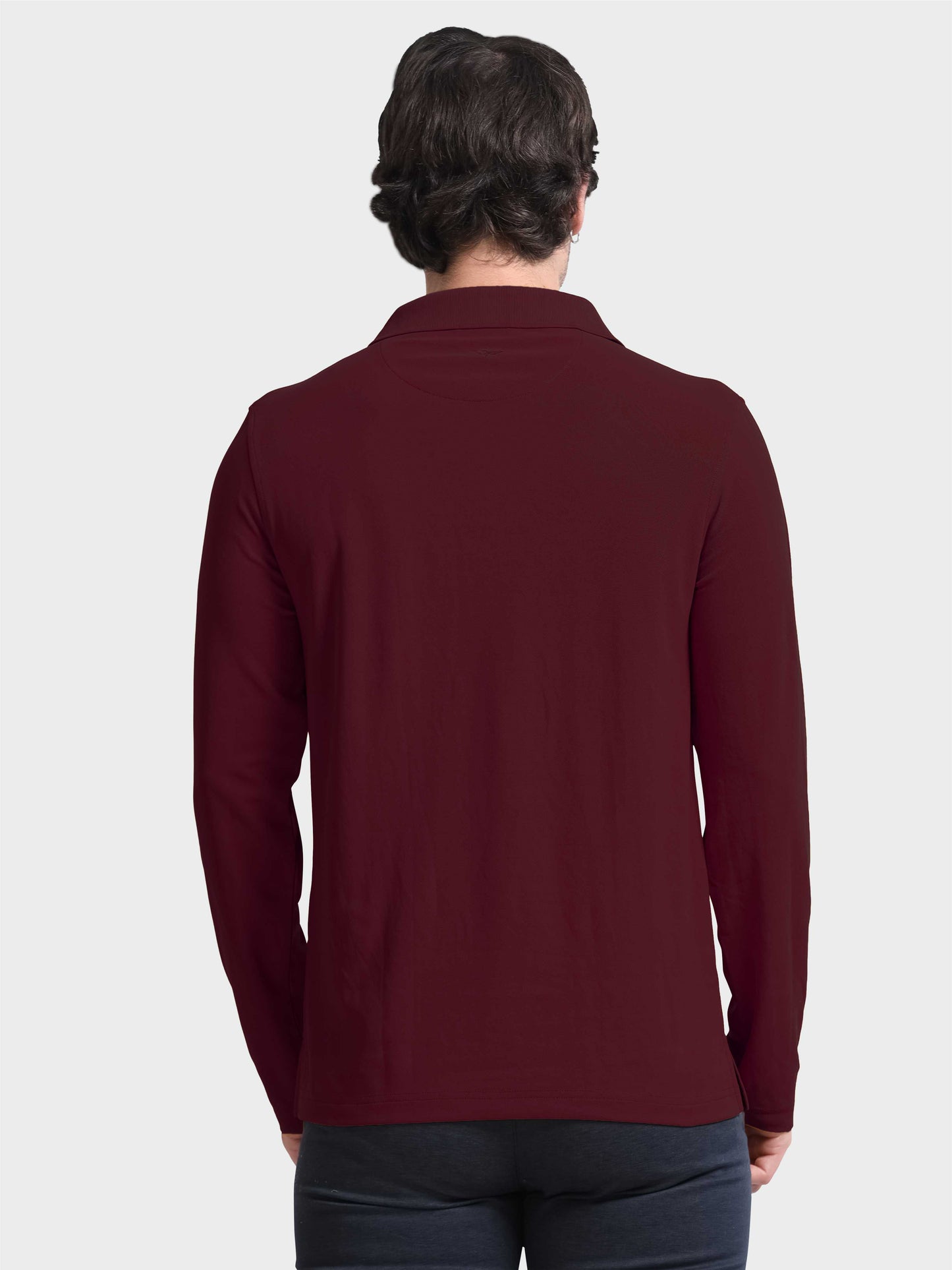 Men's Full Sleeve Polo T-Shirt - Maroon | Feather Touch Feel | Odour Resistant | Wrinkle Free | Quick Dry | Stretchable | Anti-Static | UV Resistance |