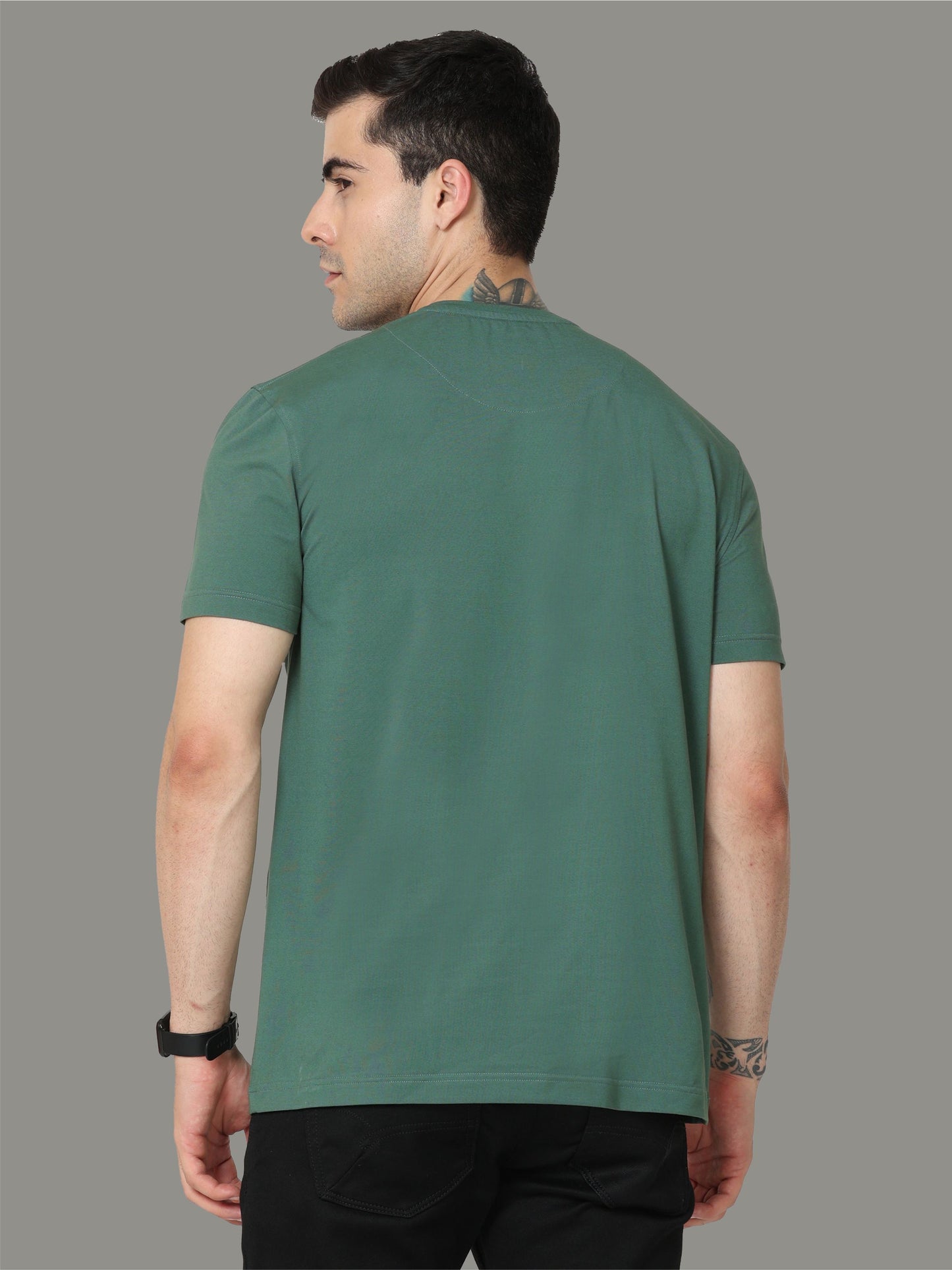 Aqua Green Men's Dot Eagle Crew Neck T Shirt