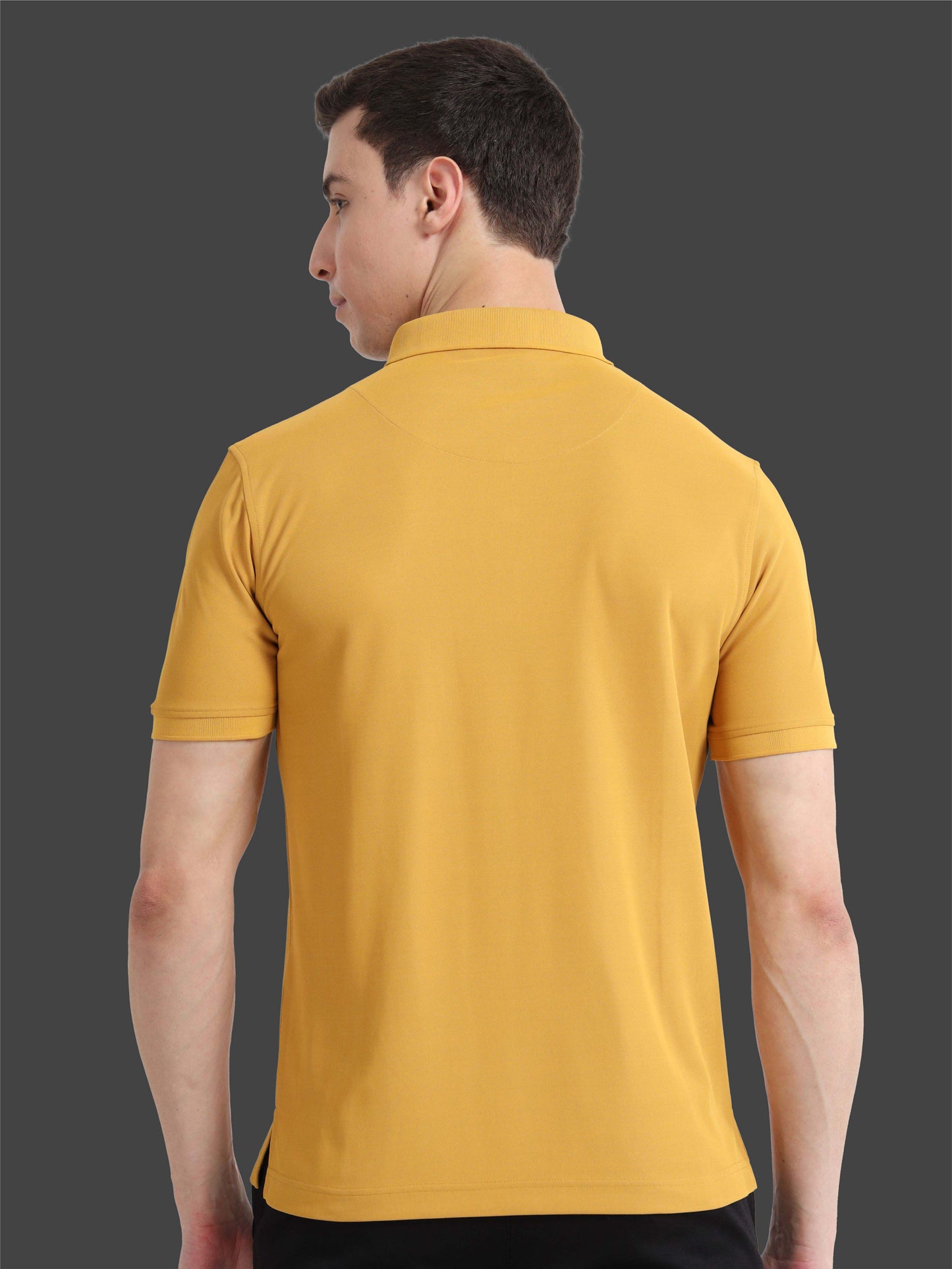 Mustard-Men's Piping Design Polo T-Shirt | Wrinkle-Free | Quick Dry | Stretchable |  Odour-Free | UV Protected