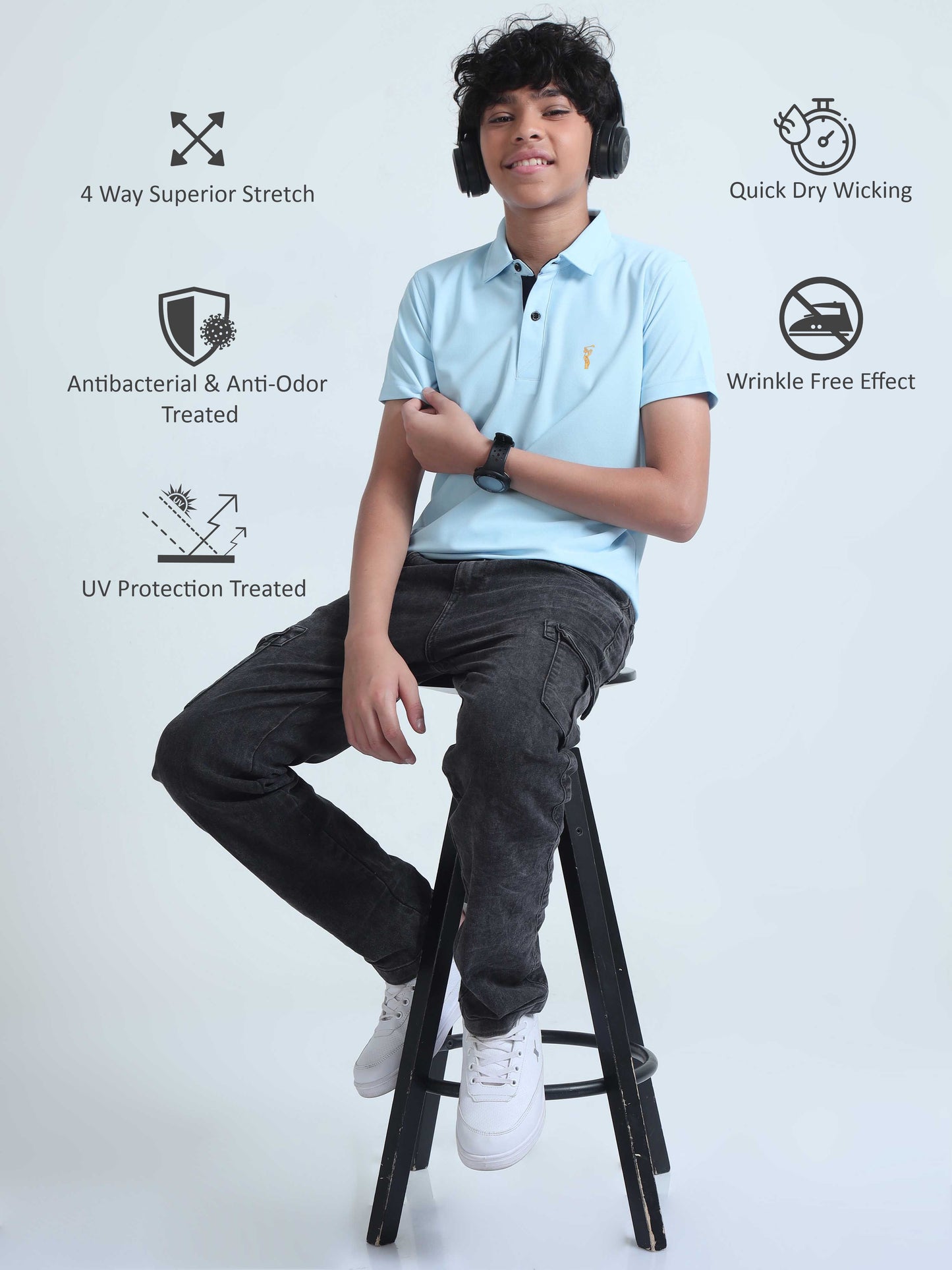 Ice Blue Premium Golf Polo T-Shirt