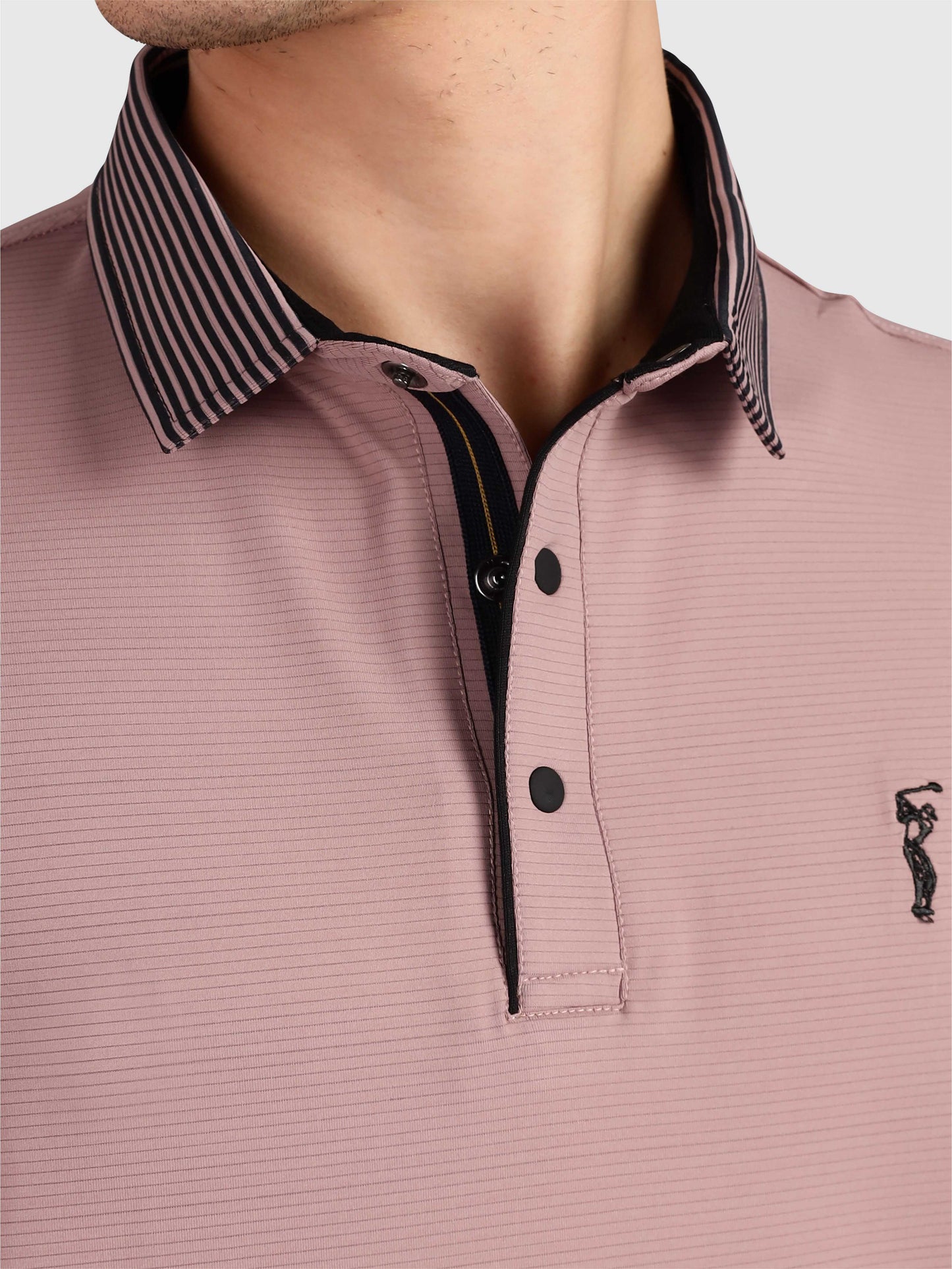 Men Premium Ultra Stripes Polo T-Shirt - Mauve | Feather Touch Feel | Light Weight | Stretchable | Sustainable