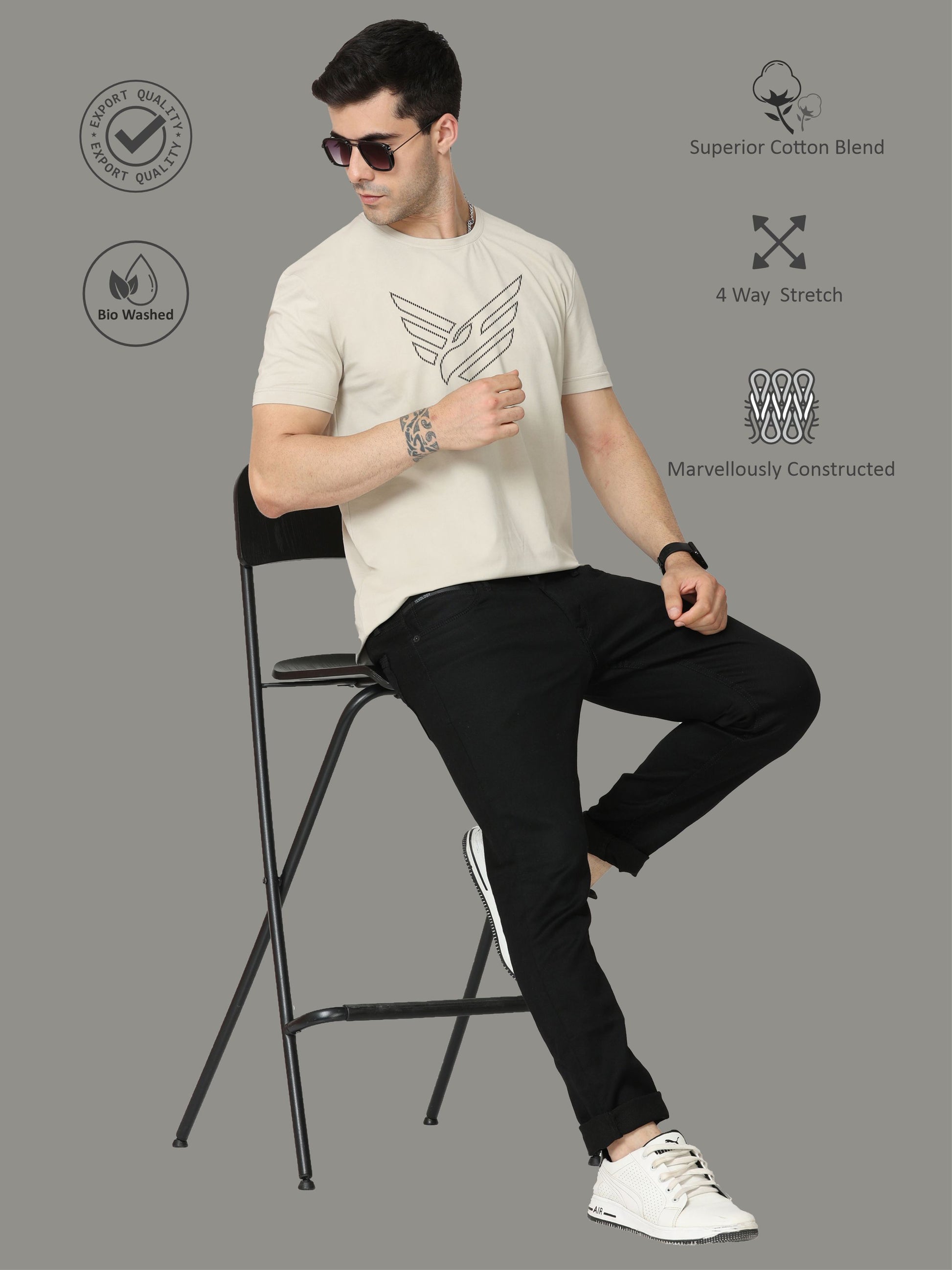 Moose Grey Dot Eagle Men’s Crew Neck T Shirt