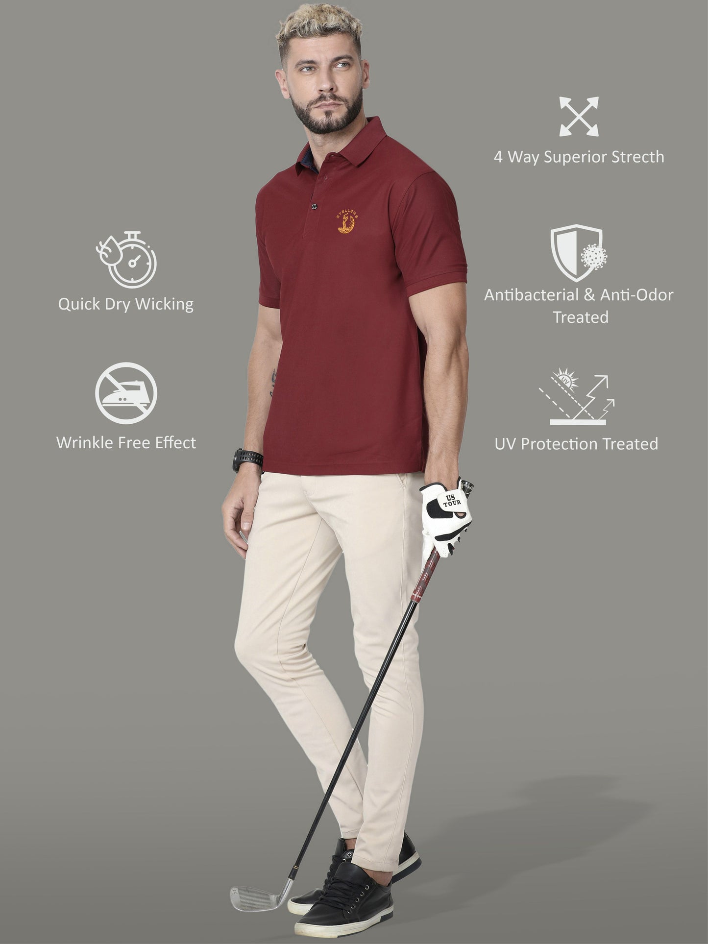 Maroon Golf Polo T-Shirt