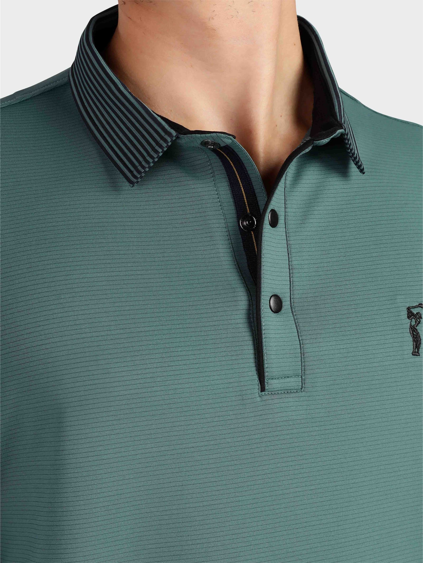 Men Premium Ultra Stripes Polo T-Shirt - Aqua Green | Feather Touch Feel | Light Weight | Stretchable | Sustainable