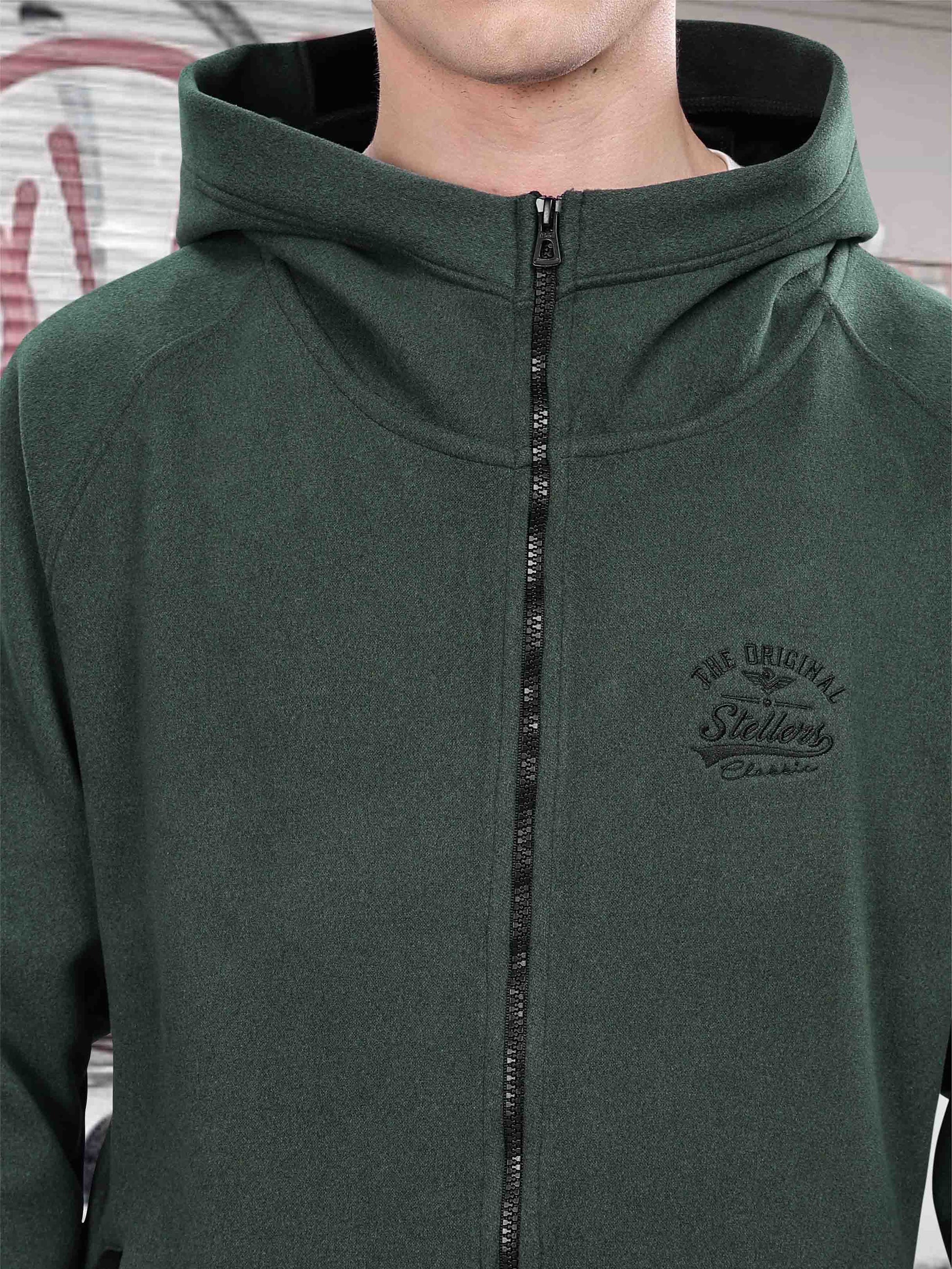 Bottle Green Zipper Hoodie for Men
