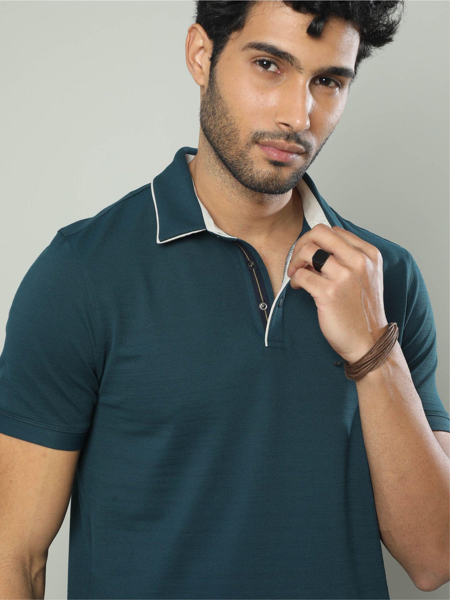 Teal Blue Premium Pique Crush Polo T-Shirt