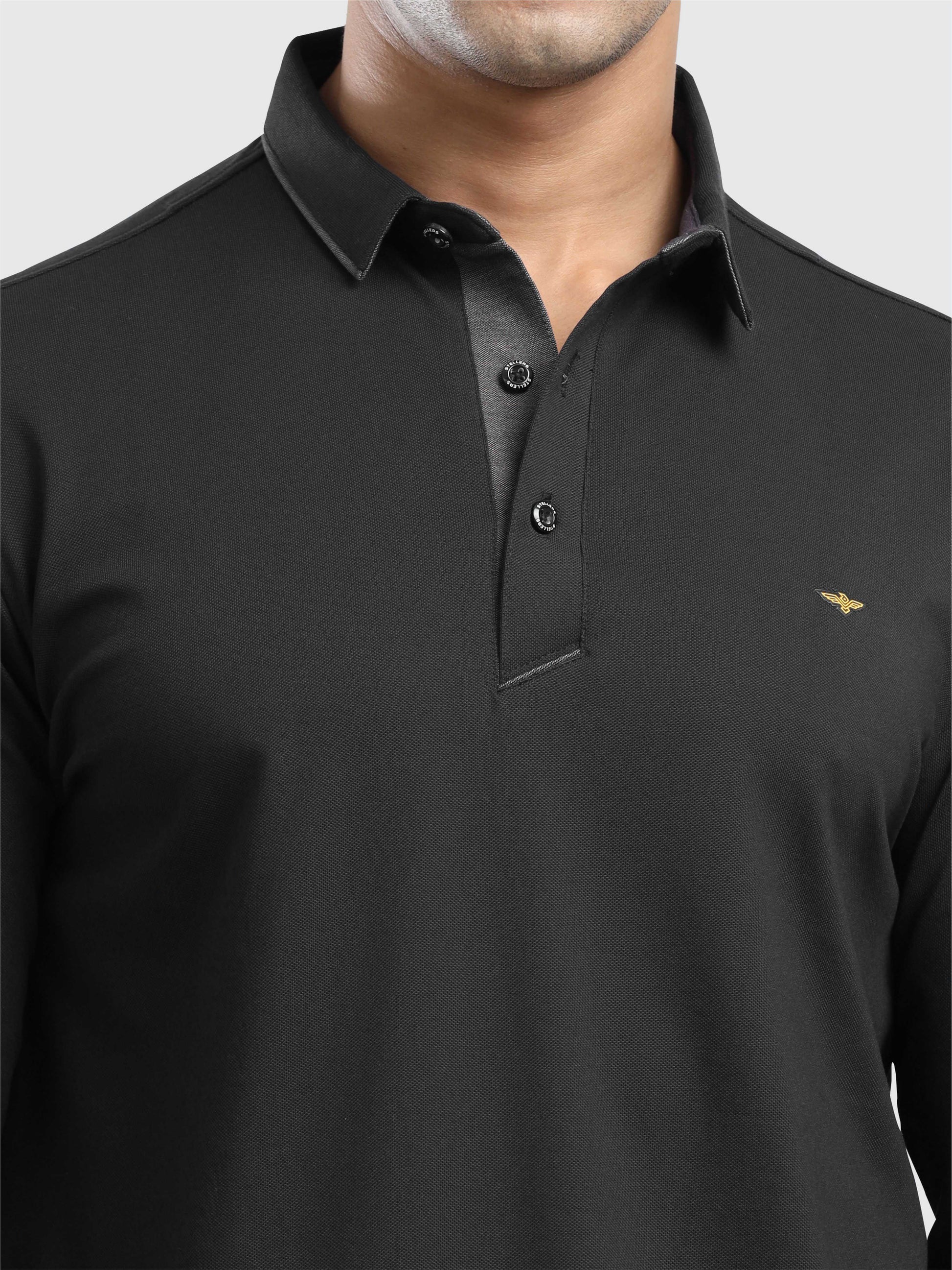  Black PQ Polo Full Sleeve T Shirt for Men