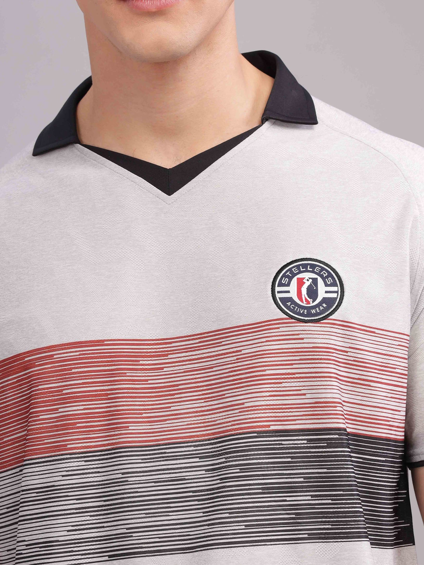 Grey Mens Printed Active Wear T-Shirt