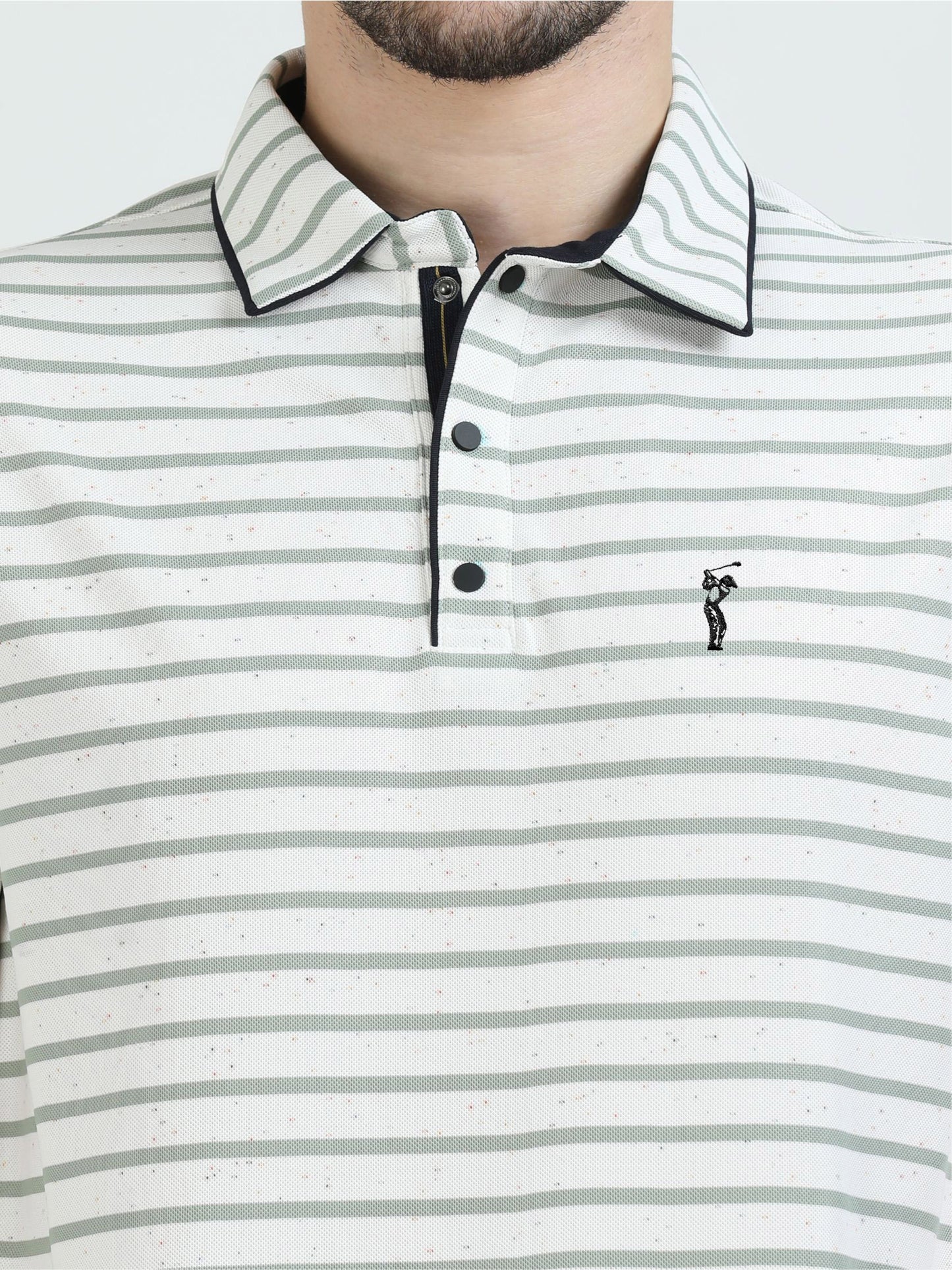Pastel Green Mens Rolex Stripes Polo T-Shirt