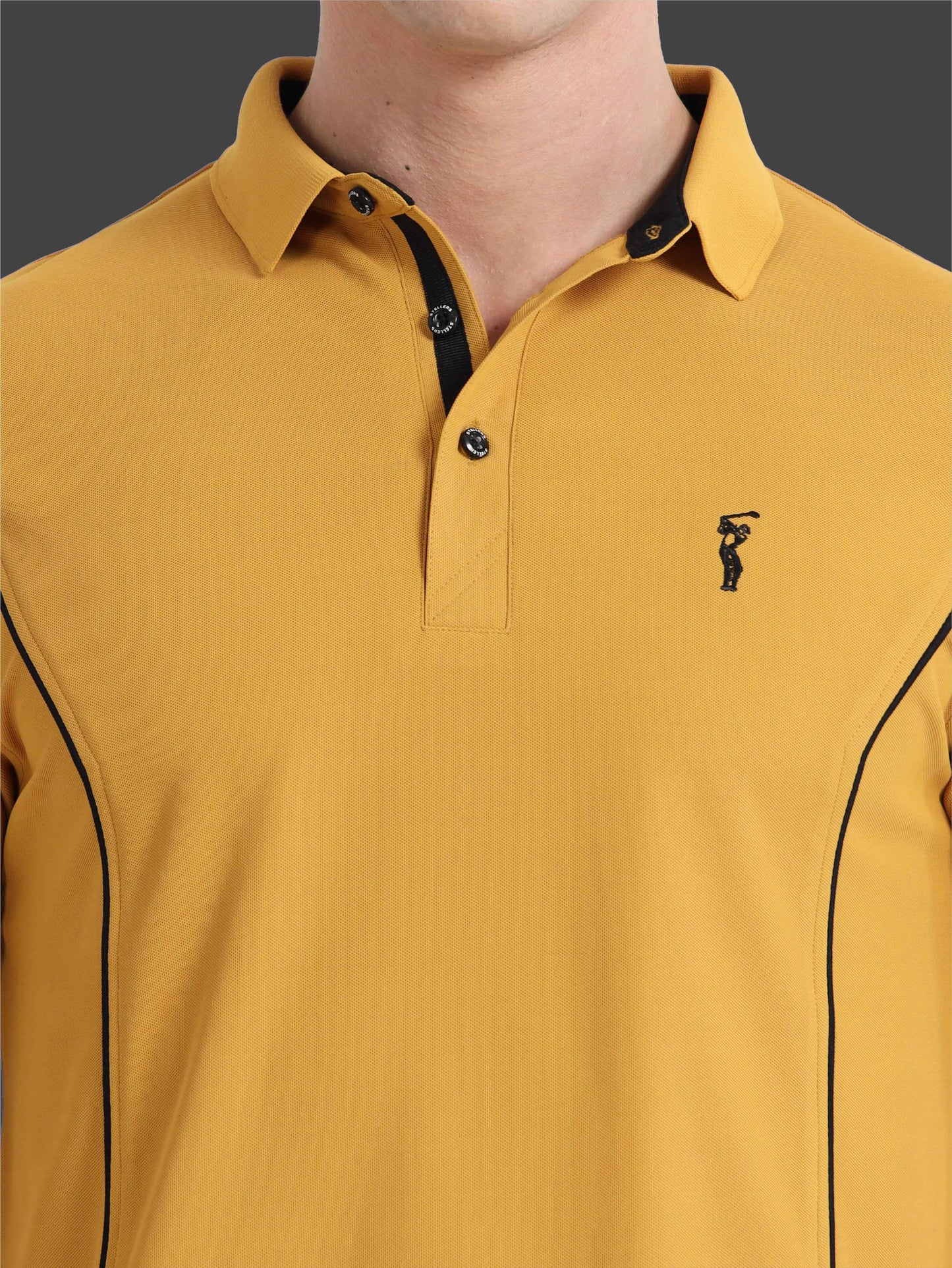 Mustard-Men's Piping Design Polo T-Shirt | Wrinkle-Free | Quick Dry | Stretchable |  Odour-Free | UV Protected