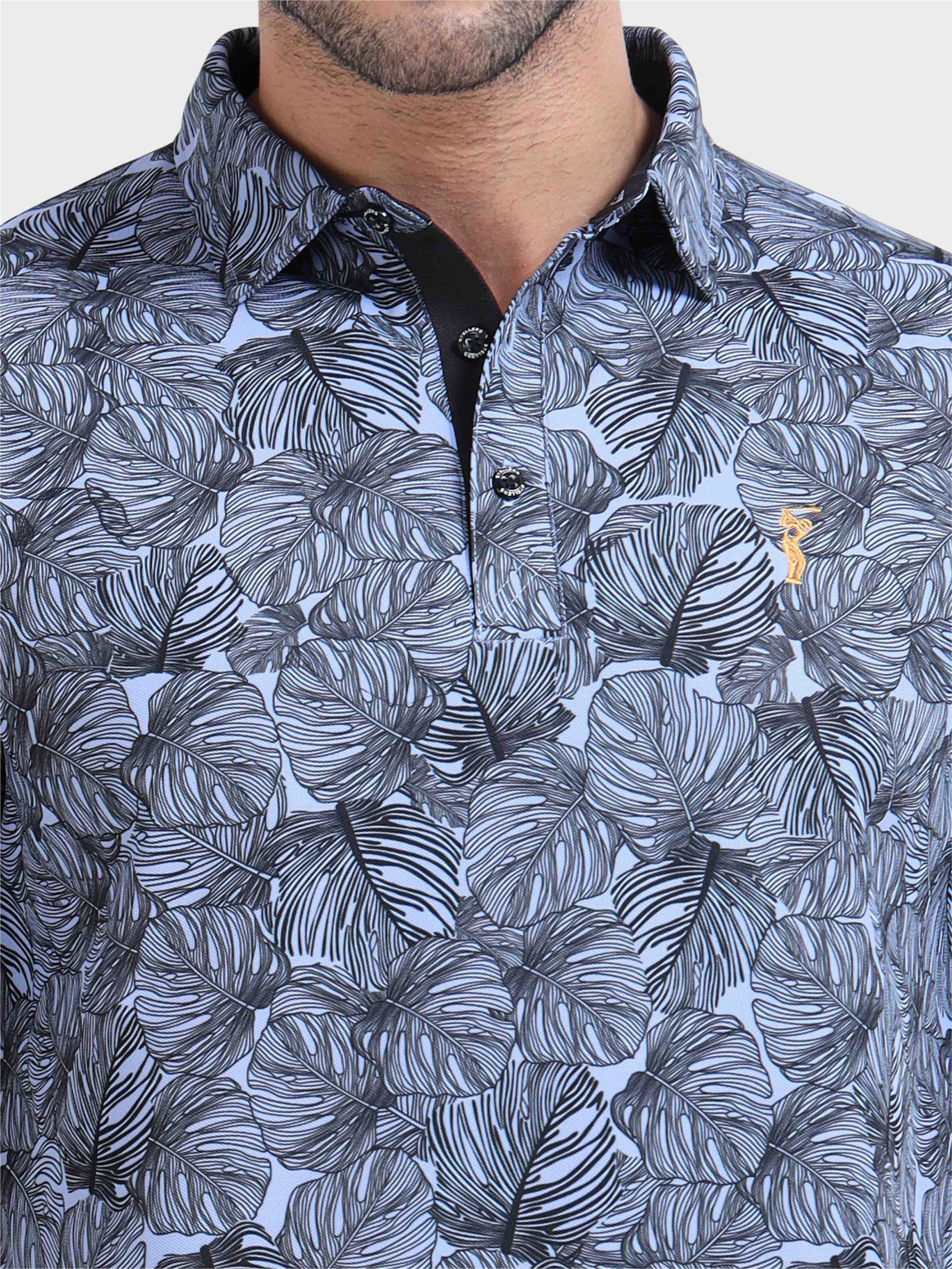 Purple Leaf Printed Polo T Shirt for Men