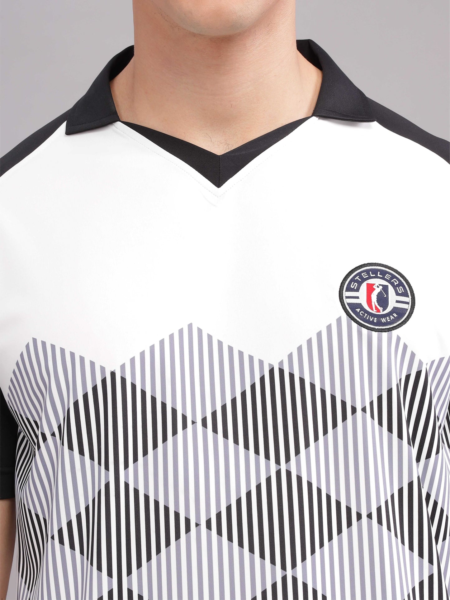 White Mens Printed Active Wear T-Shirt