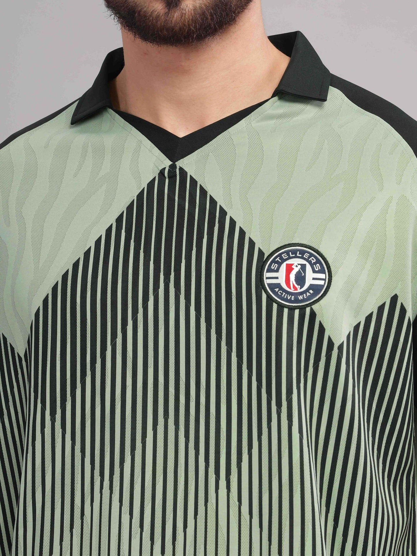 Misty Green Mens Printed Active Wear T-Shirt