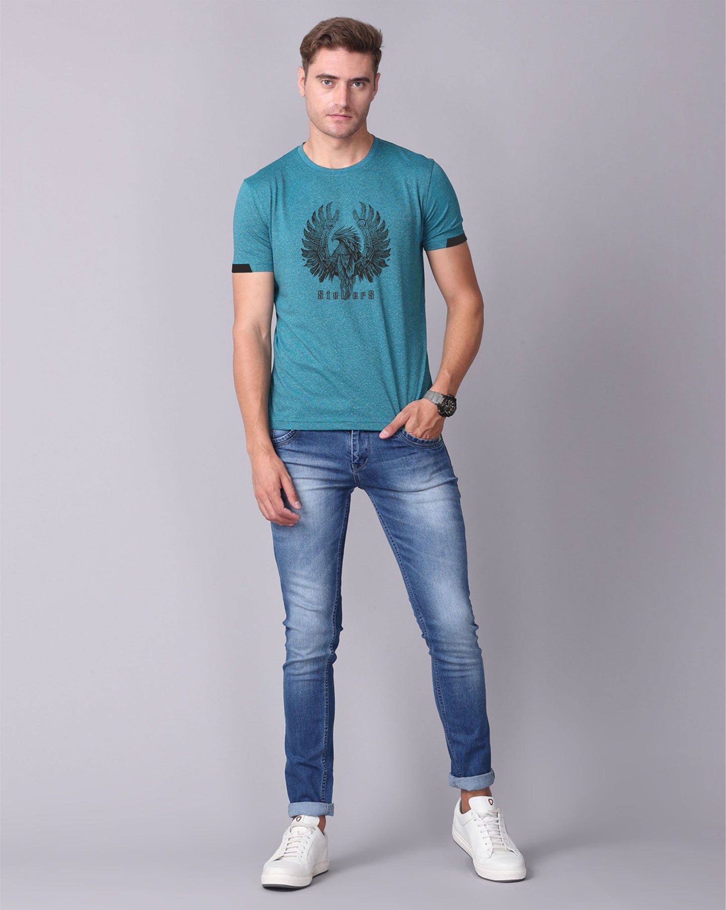 Jade Green Men's Cotton Crew Neck T-Shirt 