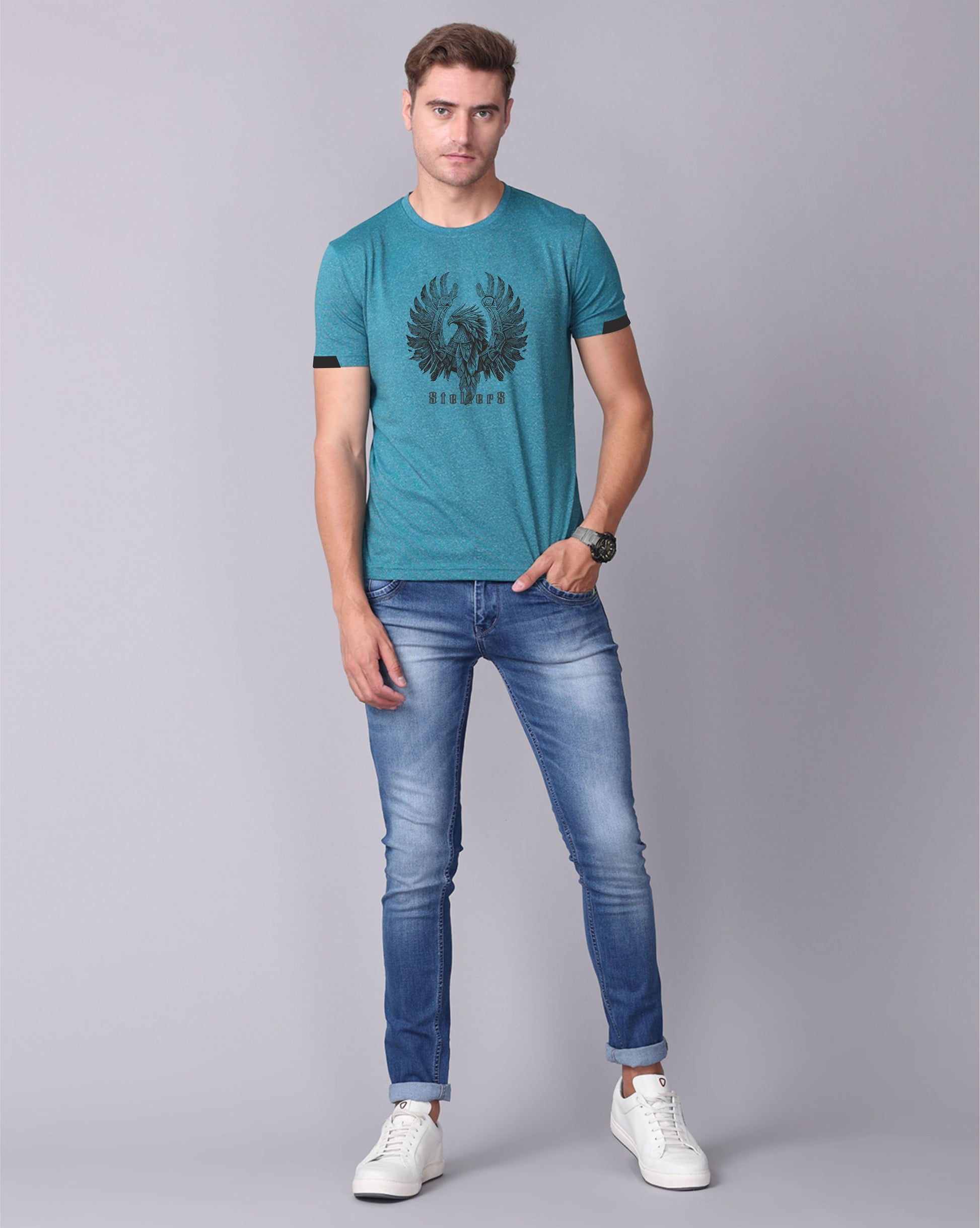 Jade Green Men's Cotton Crew Neck T-Shirt 