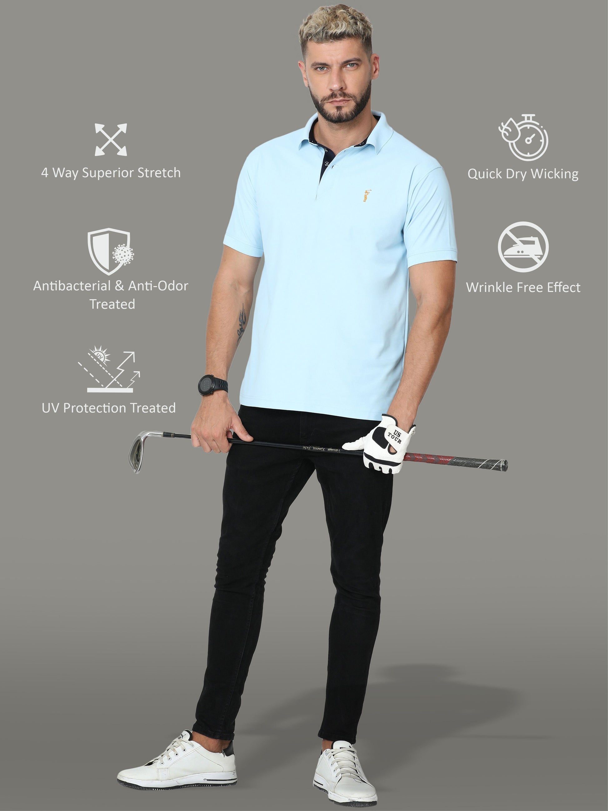 Ice Blue Polo T Shirt for Men