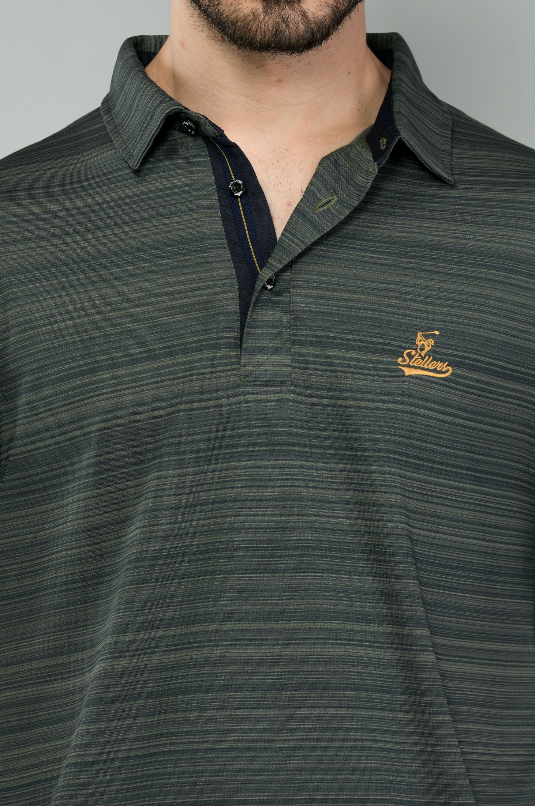 Olive Green Men's Barcode Polo T Shirt