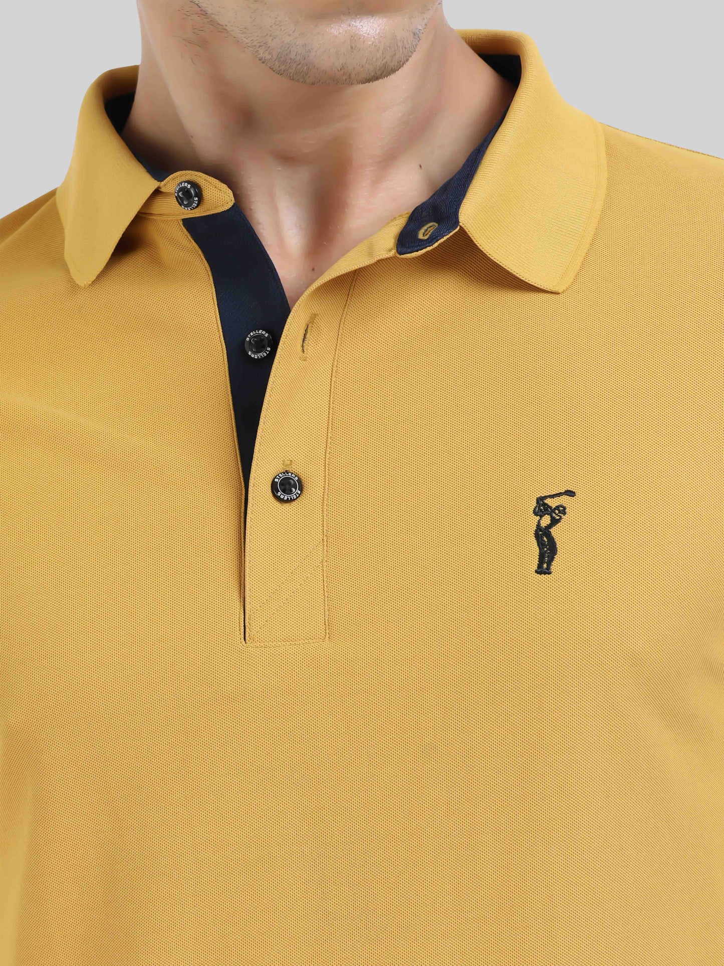 Men Mustard Premium Golf Polo T-Shirt | Quick Dry | Stretchable | UV Protected | Wrinkle & Odour-Free