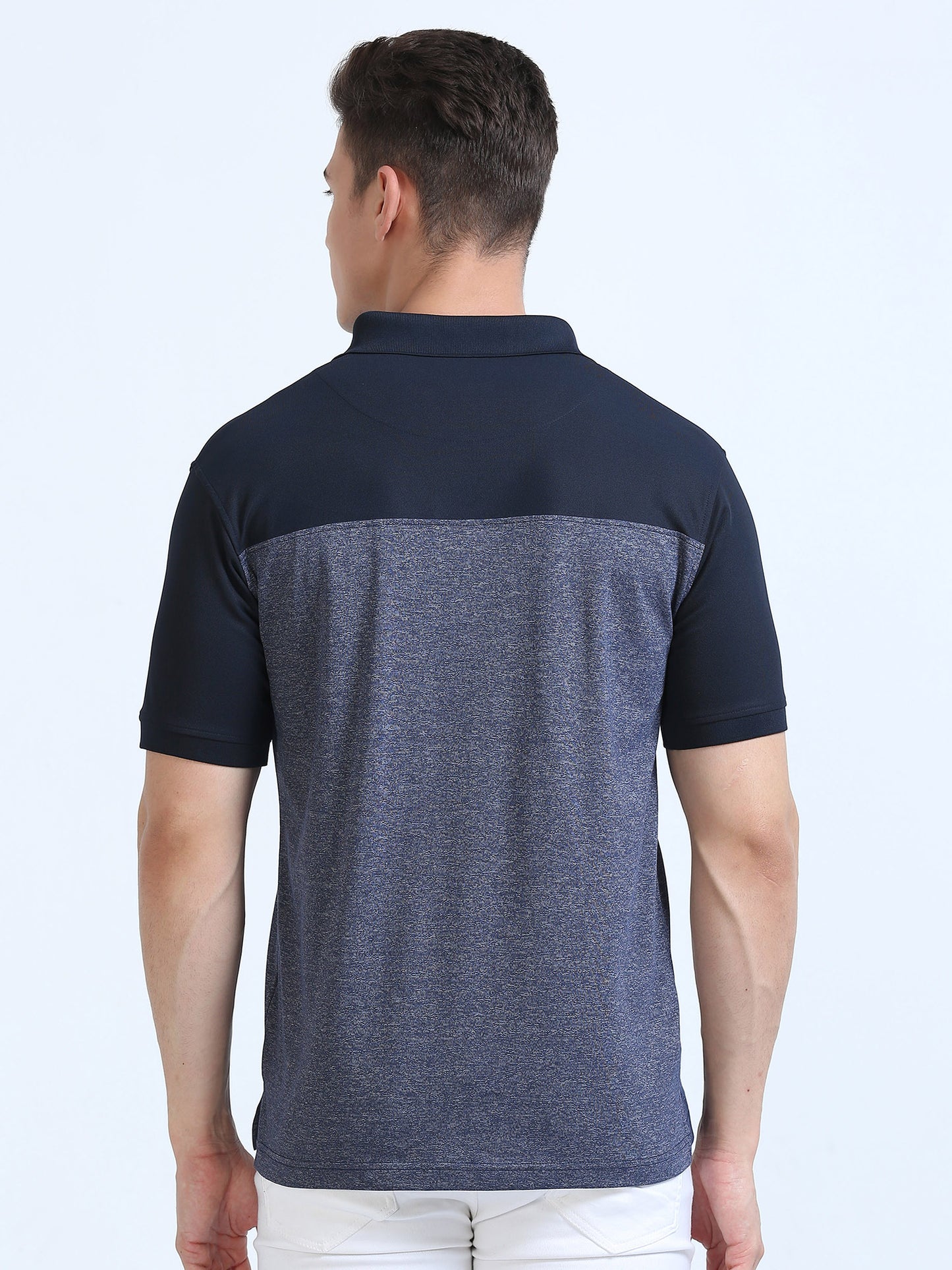 Navy Blue Men's T-Cross Polo T-Shirt | Quick Dry | Stretchable | UV Protected | Wrinkle & Odour-Free