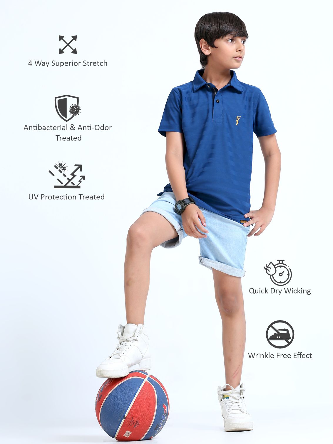 Teal Blue Sublimation Stripes Polo T-Shirt