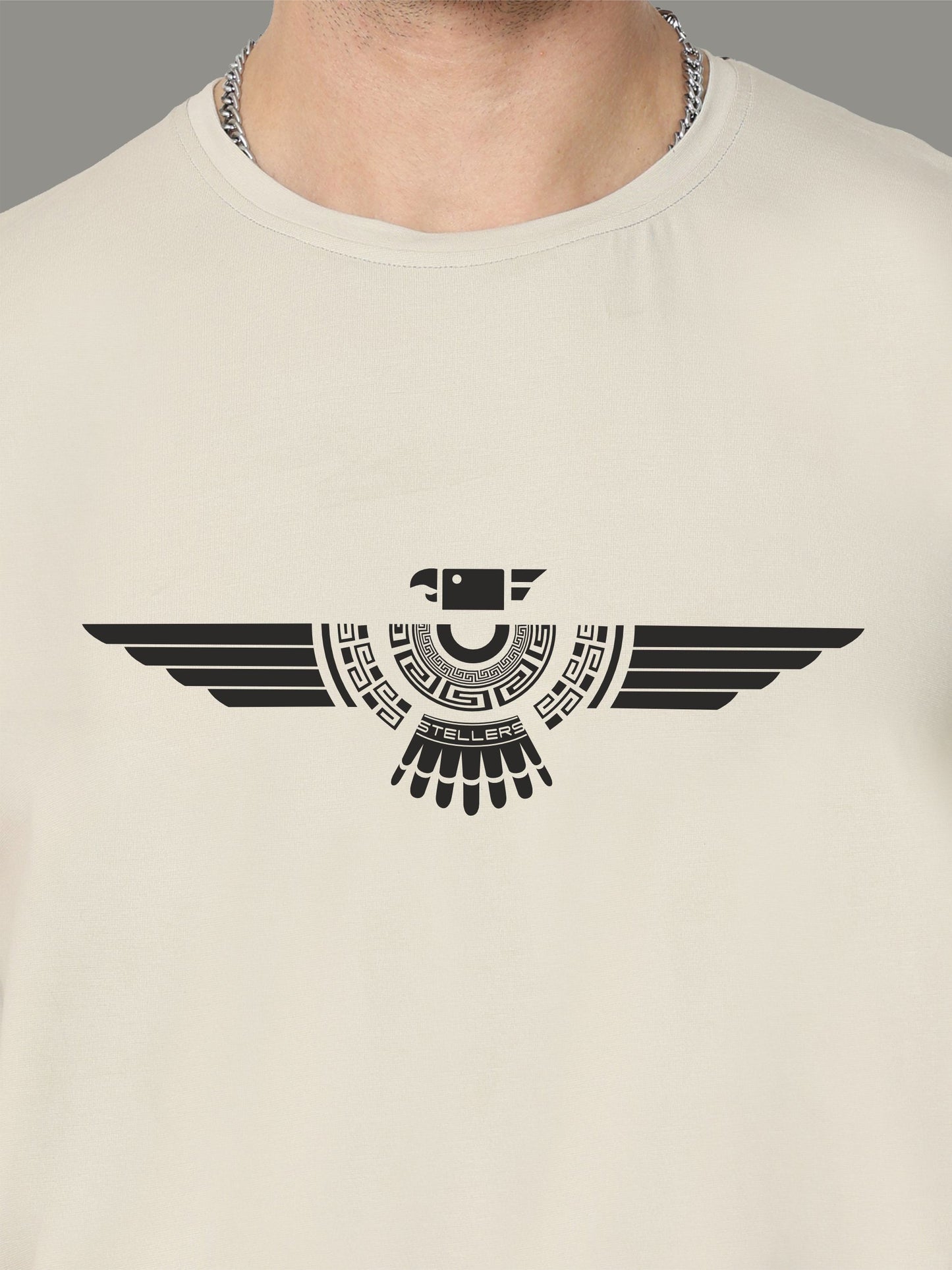 Moose Grey Men's Crew Neck T-Shirts Tribal