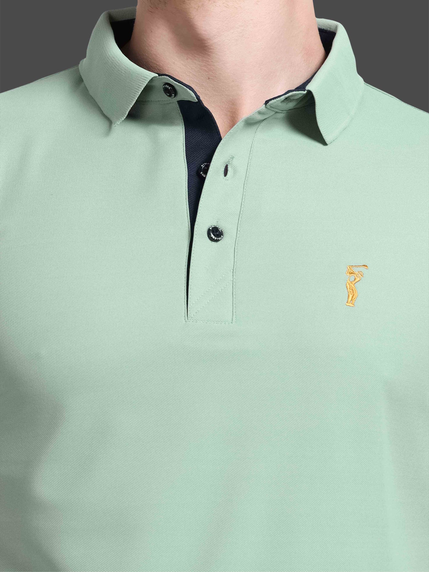 Men Misty Green Premium Golf Polo T-Shirt | Quick Dry | Stretchable | UV Protected | Wrinkle & Odour-Free