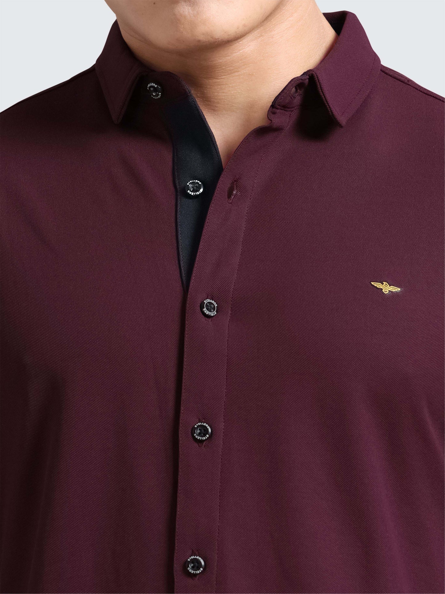 Wine Men's Premium Nano-Dry Shirt | Stretchable | Wrinkle-Resistant |