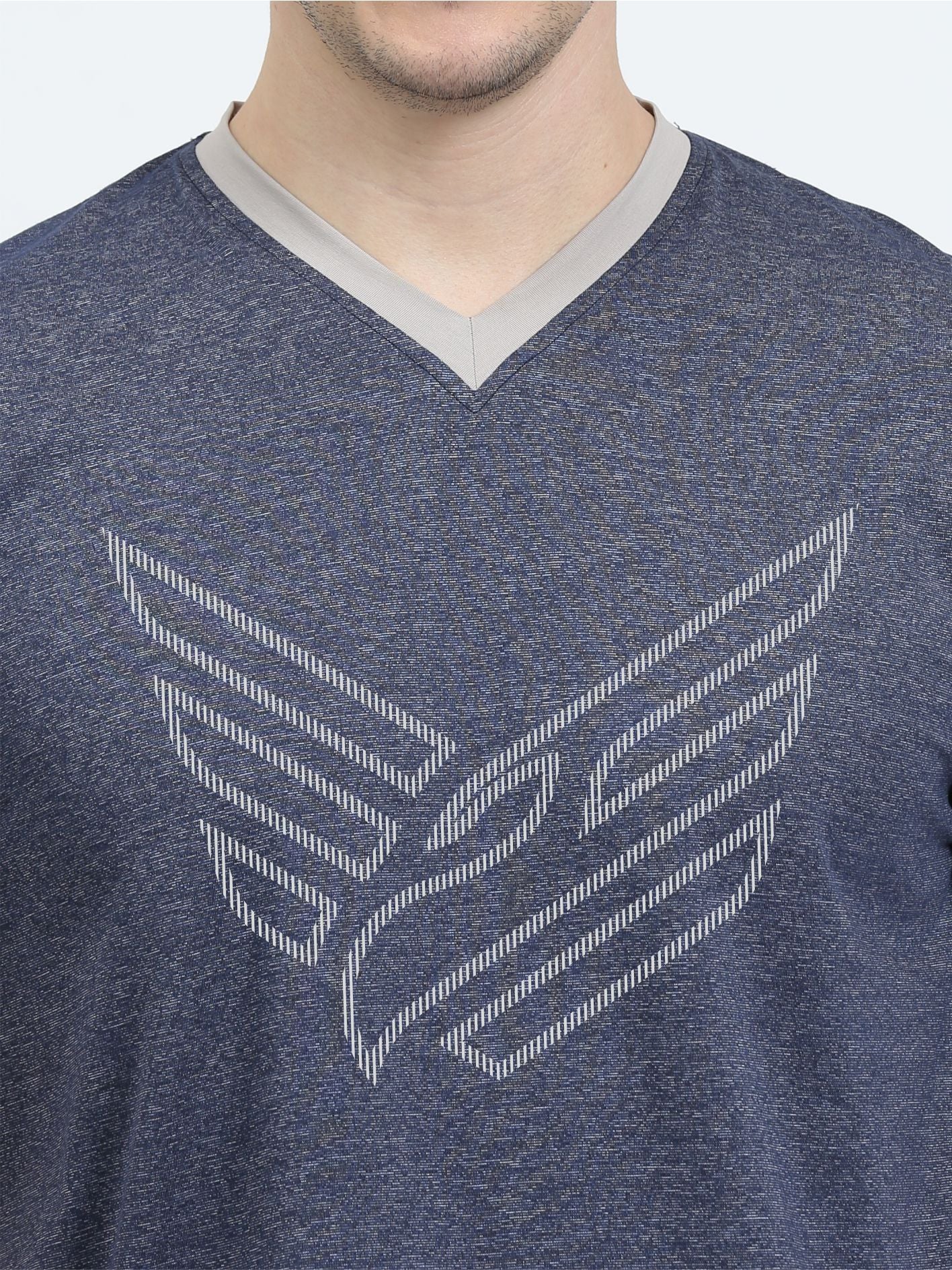 Navy Blue Men's Cotton vee neck t shirts