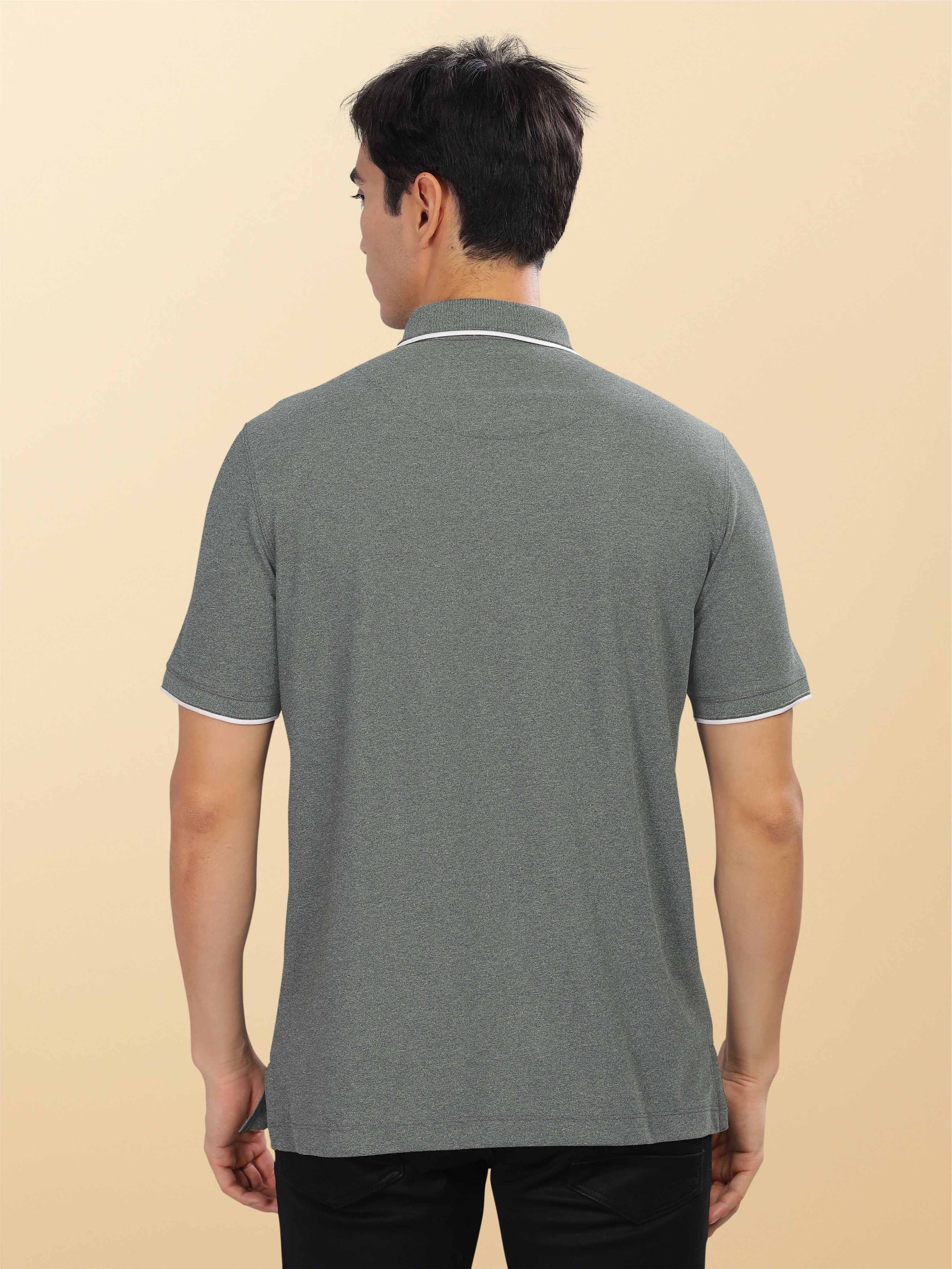 Charcoal Grey Men's Tipping Polo T-Shirt