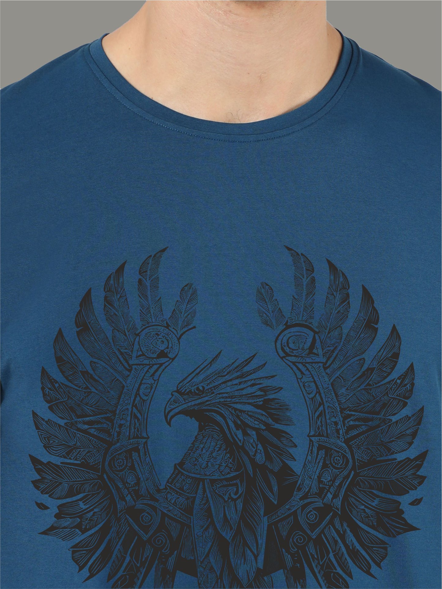 Teal Blue Warrior Men’s Crew Neck T Shirt 