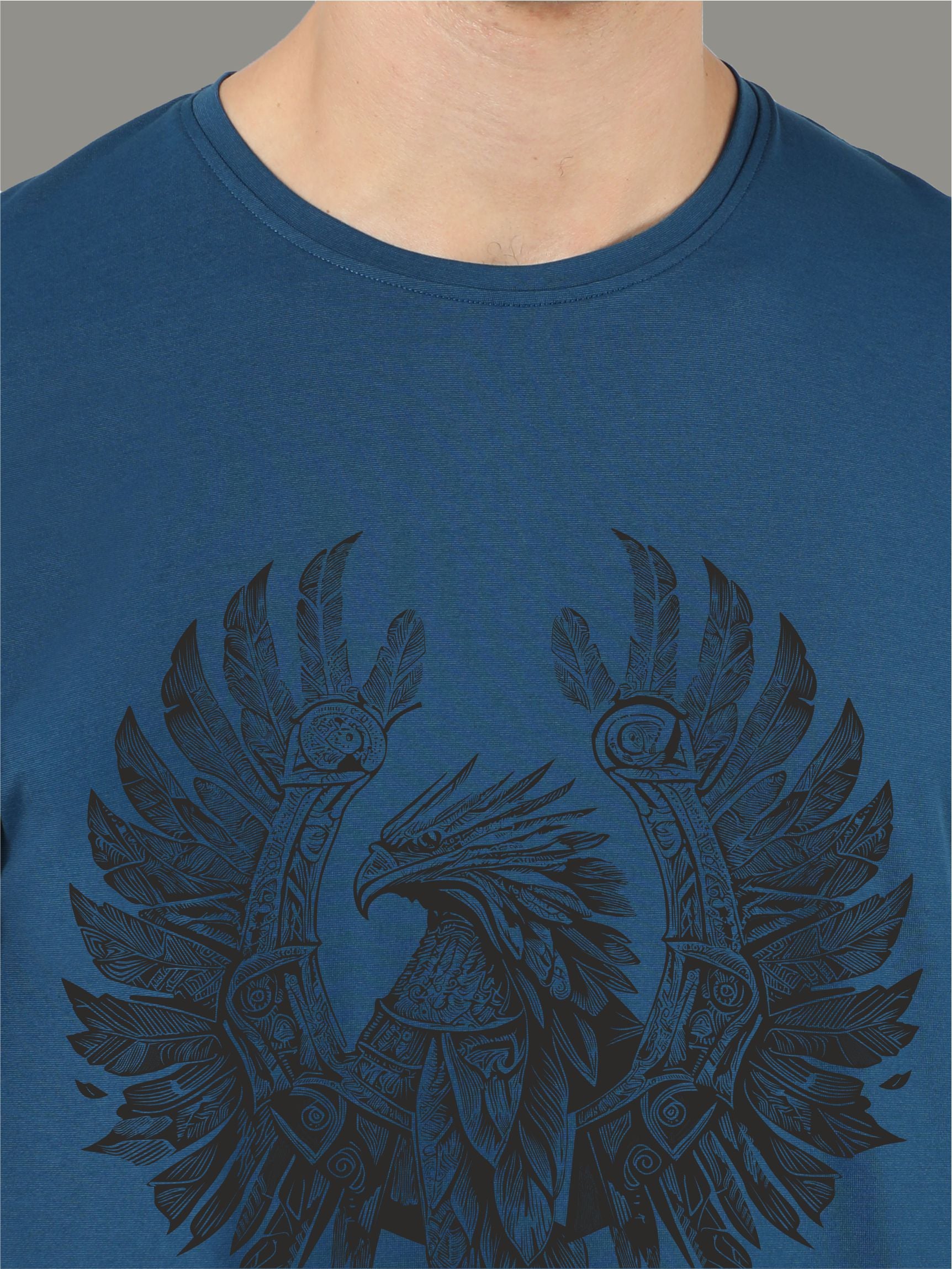 Teal Blue Warrior Men’s Crew Neck T Shirt 